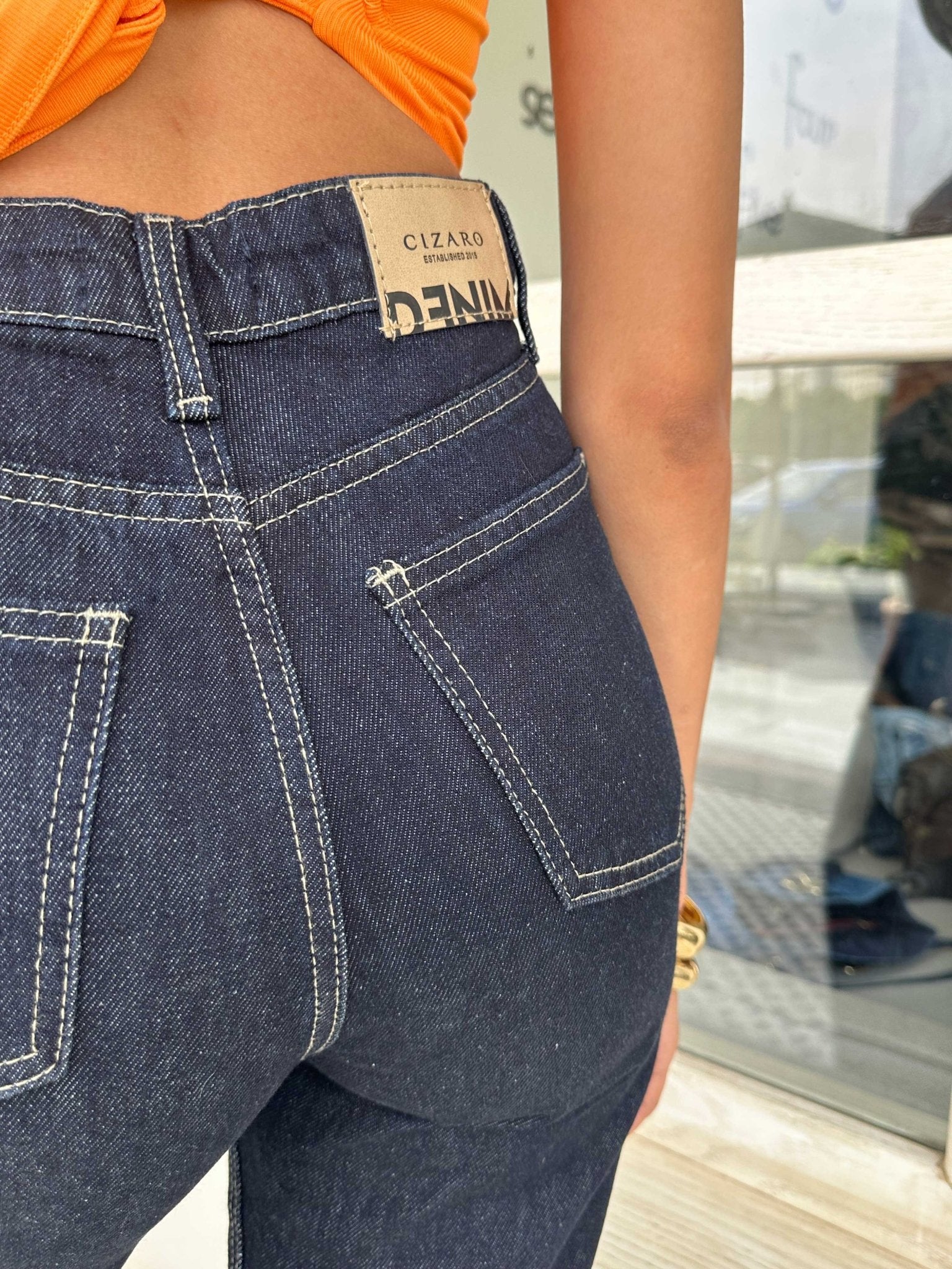 Straight-Leg | High-Waist Raw Denim Wash Jeans Straight-Leg CIZARO - Cizaro Jeans