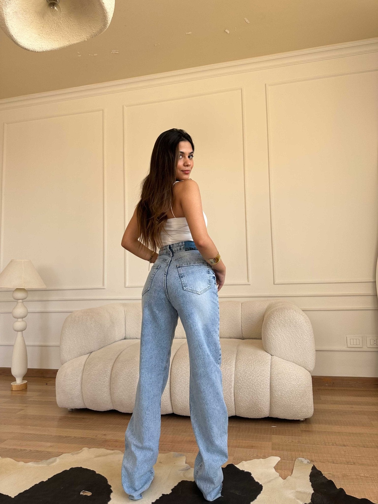 Ultra Comfort | Raw Hem Straight Leg - Sky Blue Washed Jeans Straight-Leg CIZARO - Cizaro Jeans
