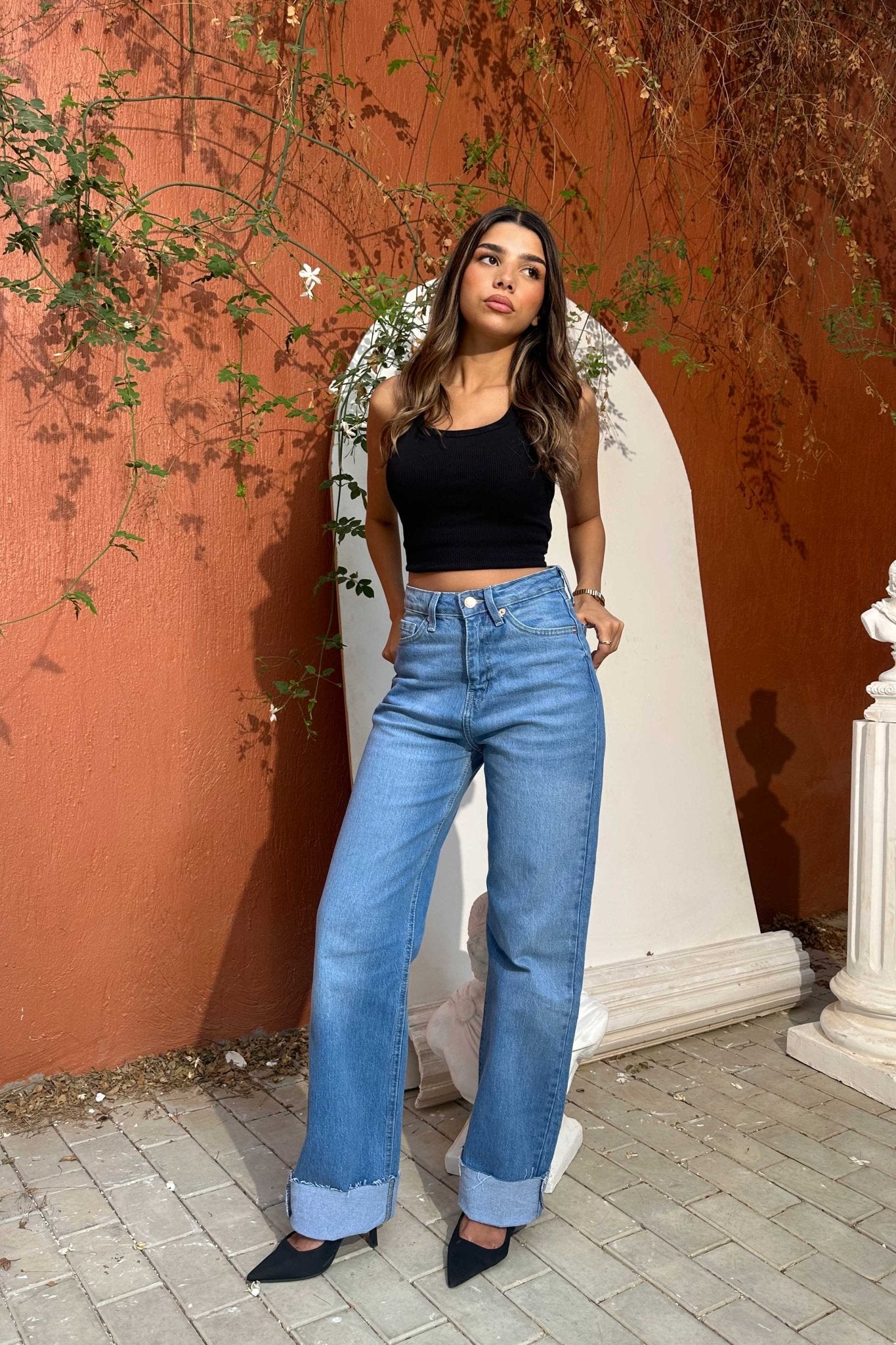 Ultra Comfort | Straight-Leg - Mid-Waist Med Blue Jeans straight CIZARO - Cizaro Jeans