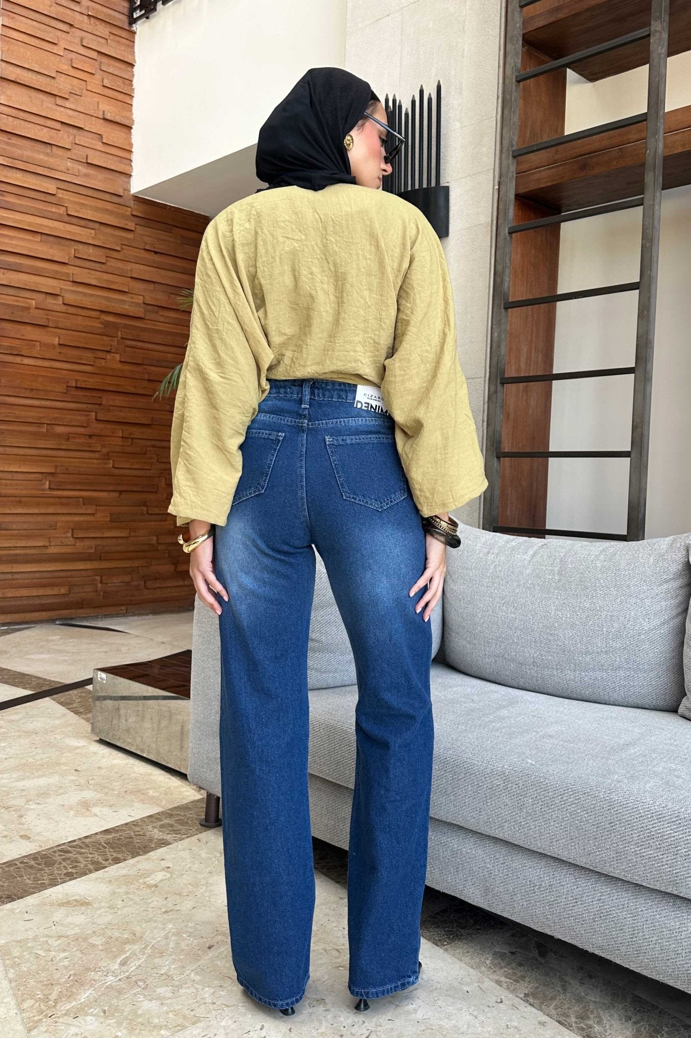 Straight - High-Waist Dark Blue Jeans straight CIZARO - Cizaro Jeans
