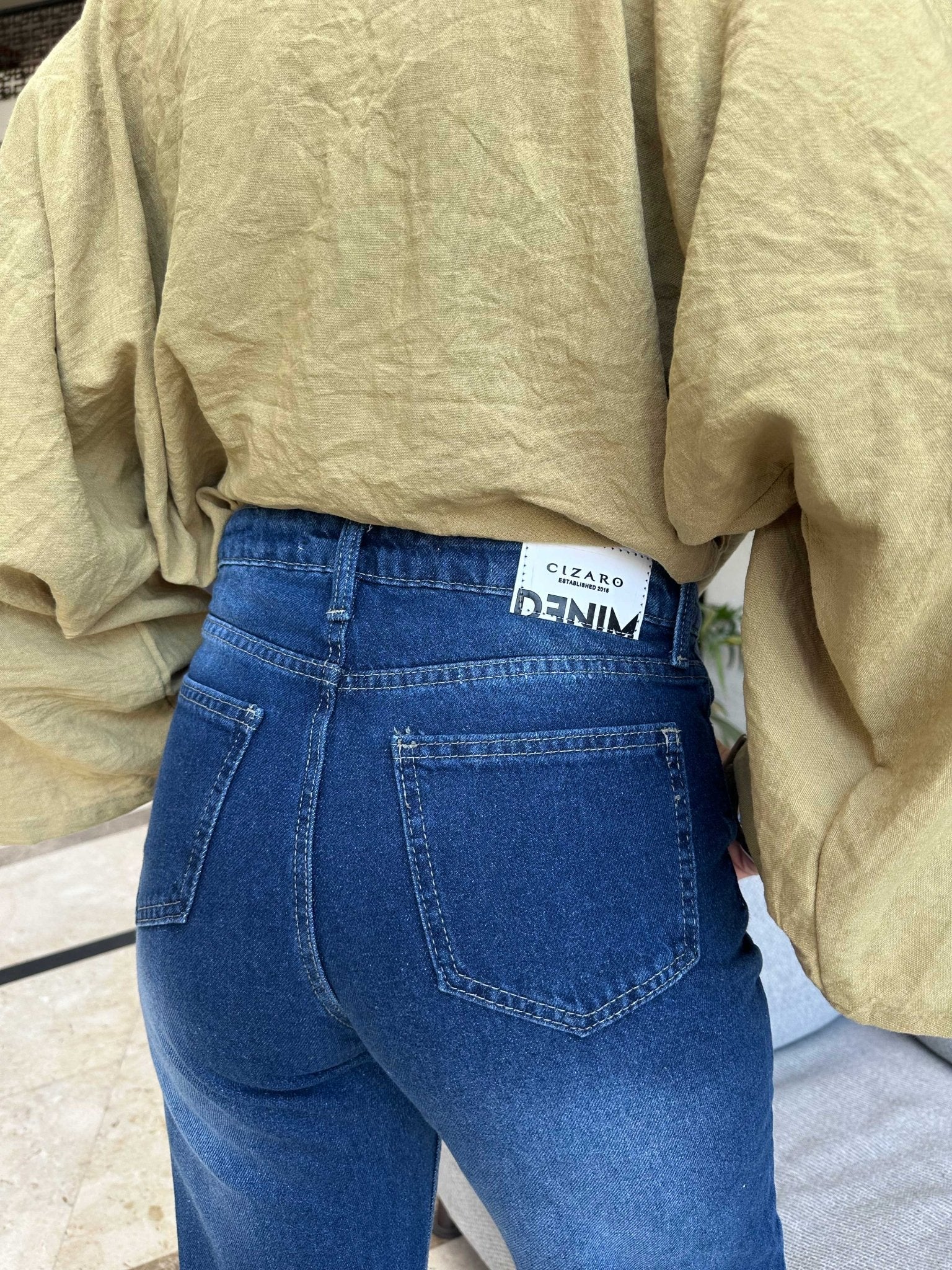 Straight - High-Waist Dark Blue Jeans straight CIZARO - Cizaro Jeans