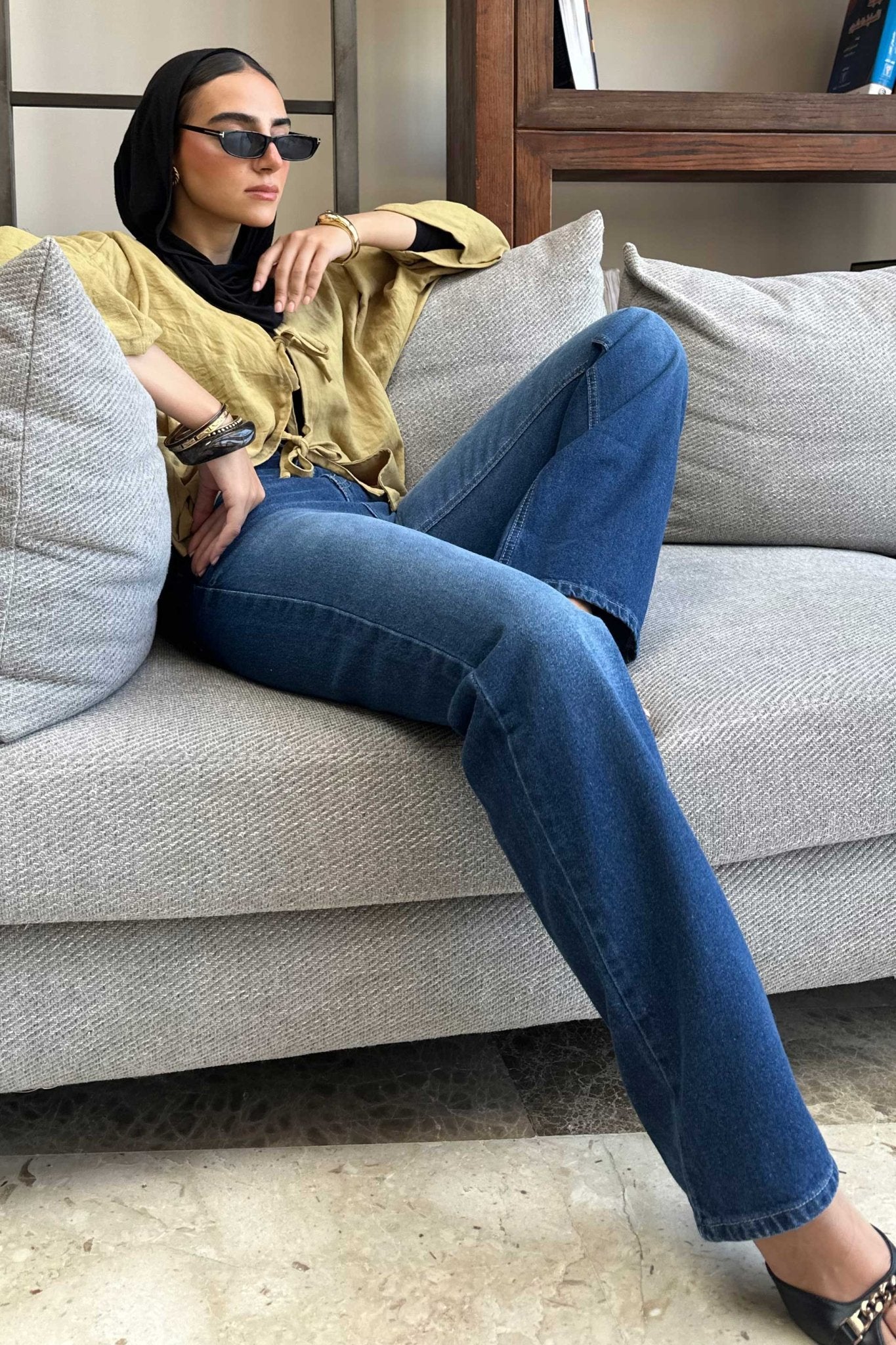 Straight - High-Waist Dark Blue Jeans straight CIZARO - Cizaro Jeans