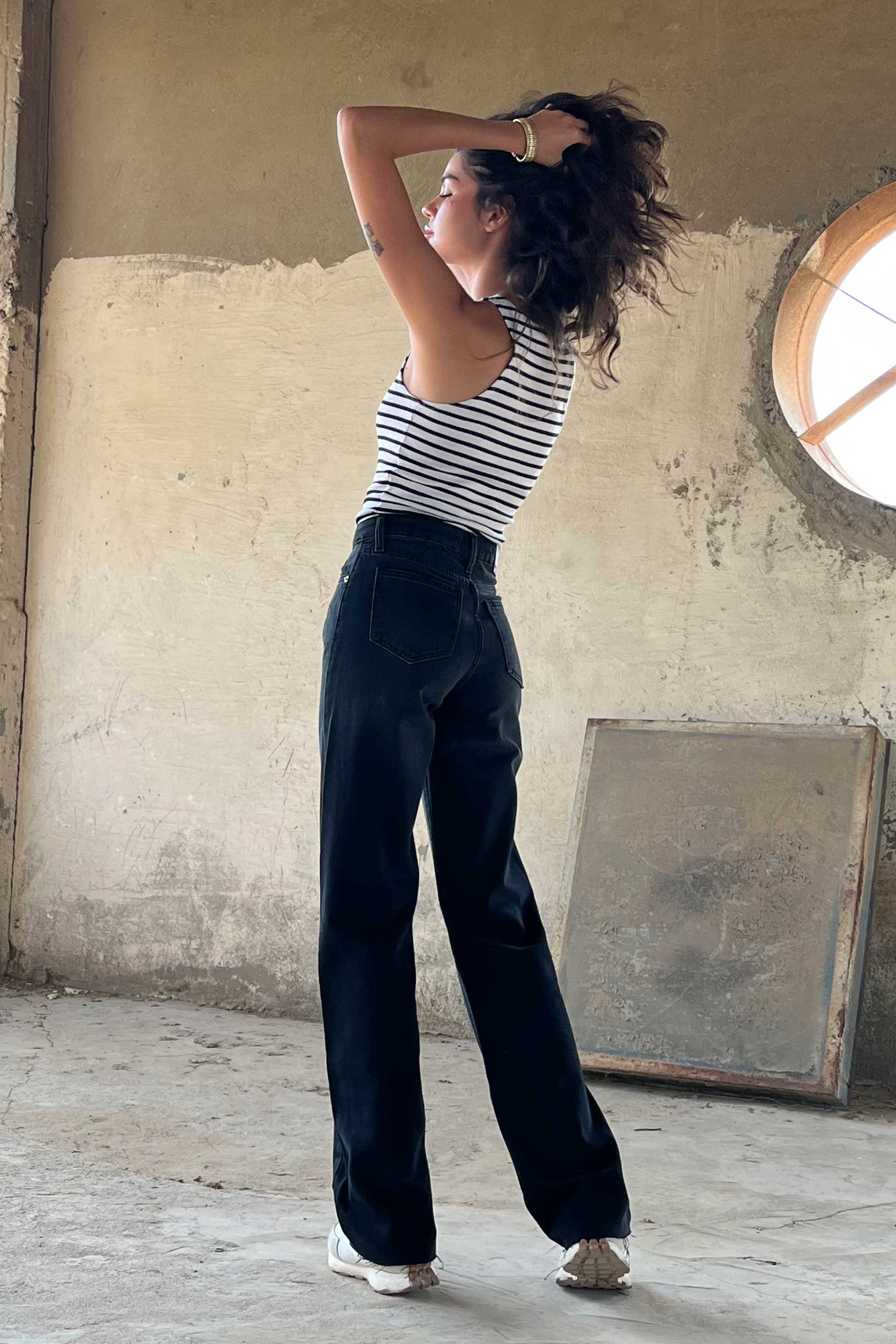 Straight - High-Waist Washed Black Jeans straight CIZARO - Cizaro Jeans