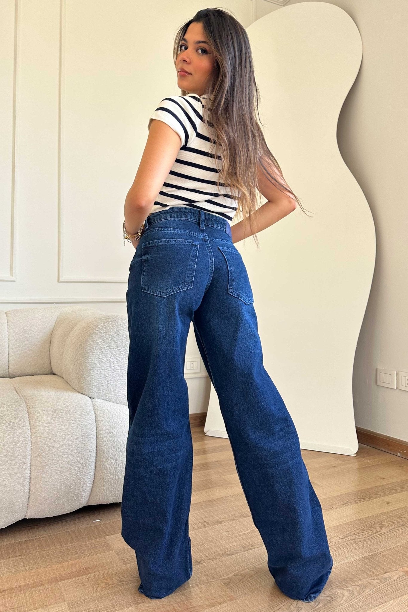 Straight-Leg - Medium-Waist Dark Indigo Jeans Straight-Leg CIZARO - Cizaro Jeans