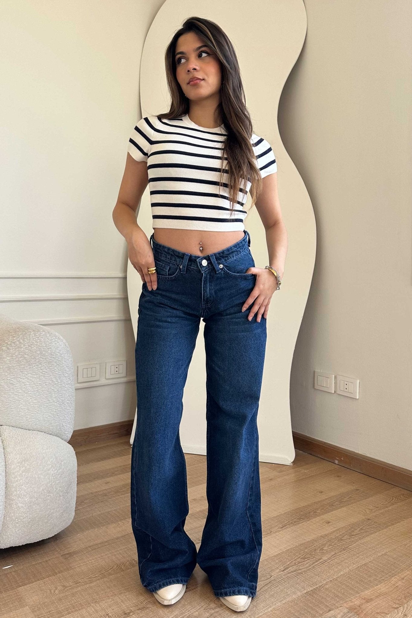 Straight-Leg - Medium-Waist Dark Indigo Jeans Straight-Leg CIZARO - Cizaro Jeans