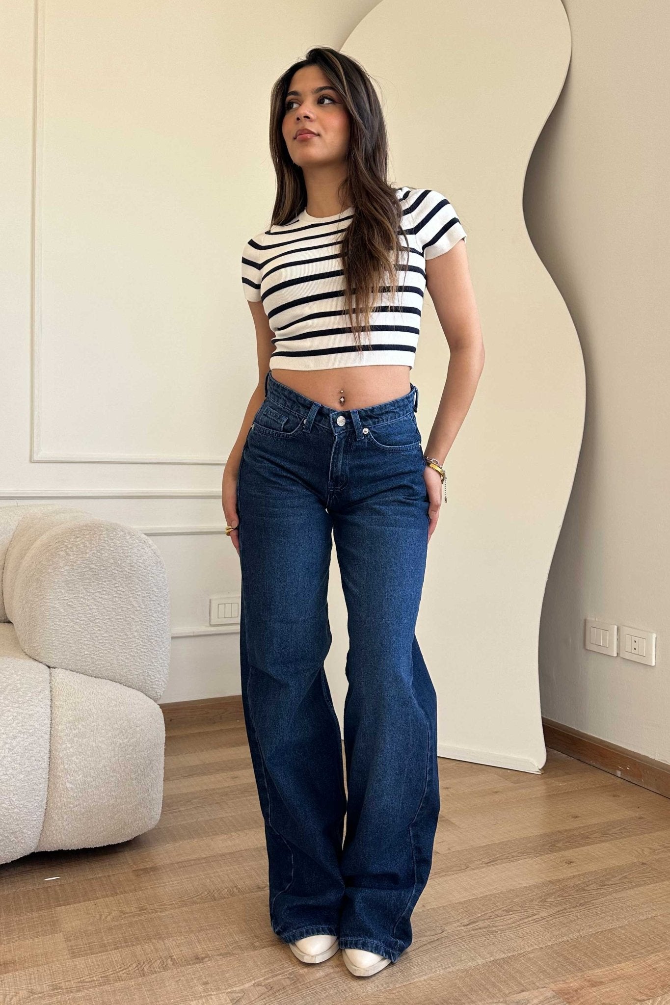 Straight-Leg - Medium-Waist Dark Indigo Jeans Straight-Leg CIZARO - Cizaro Jeans