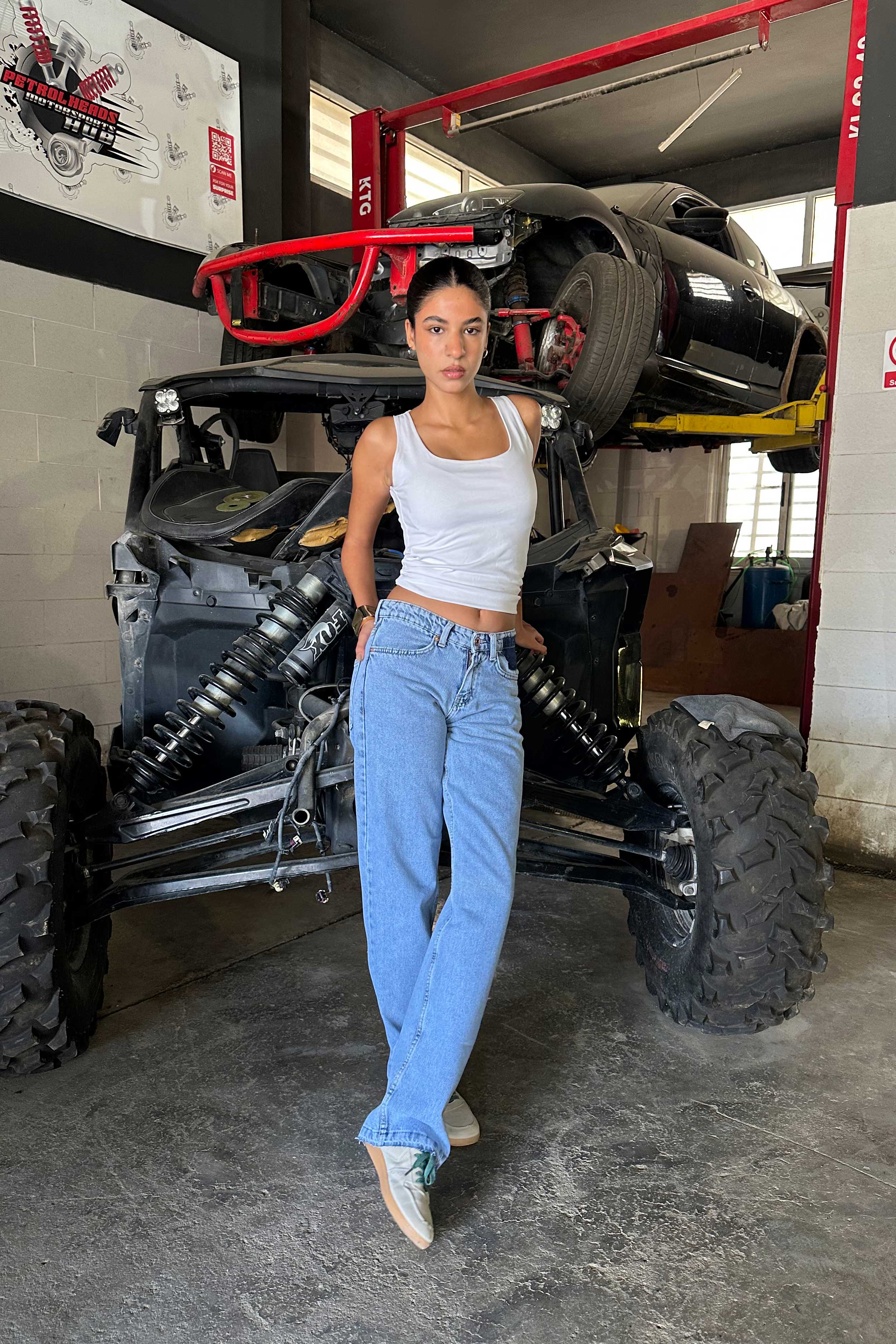 Straight Wide-Leg - Low Waist Light Blue Acid Wash Jeans