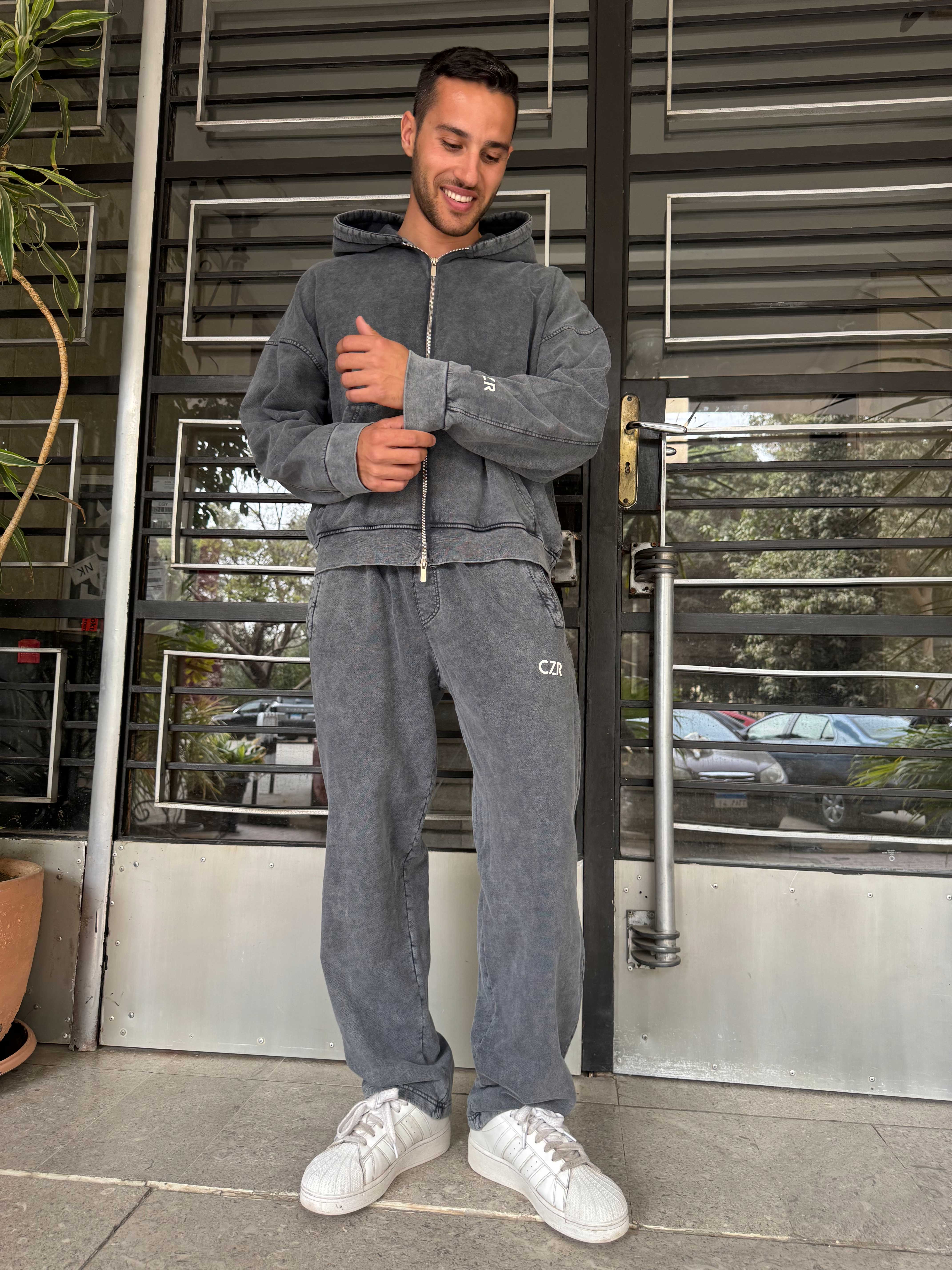 Sweatpants – Wide-Leg Washed Grey Sweat pant - Wide leg CIZARO - Cizaro Jeans