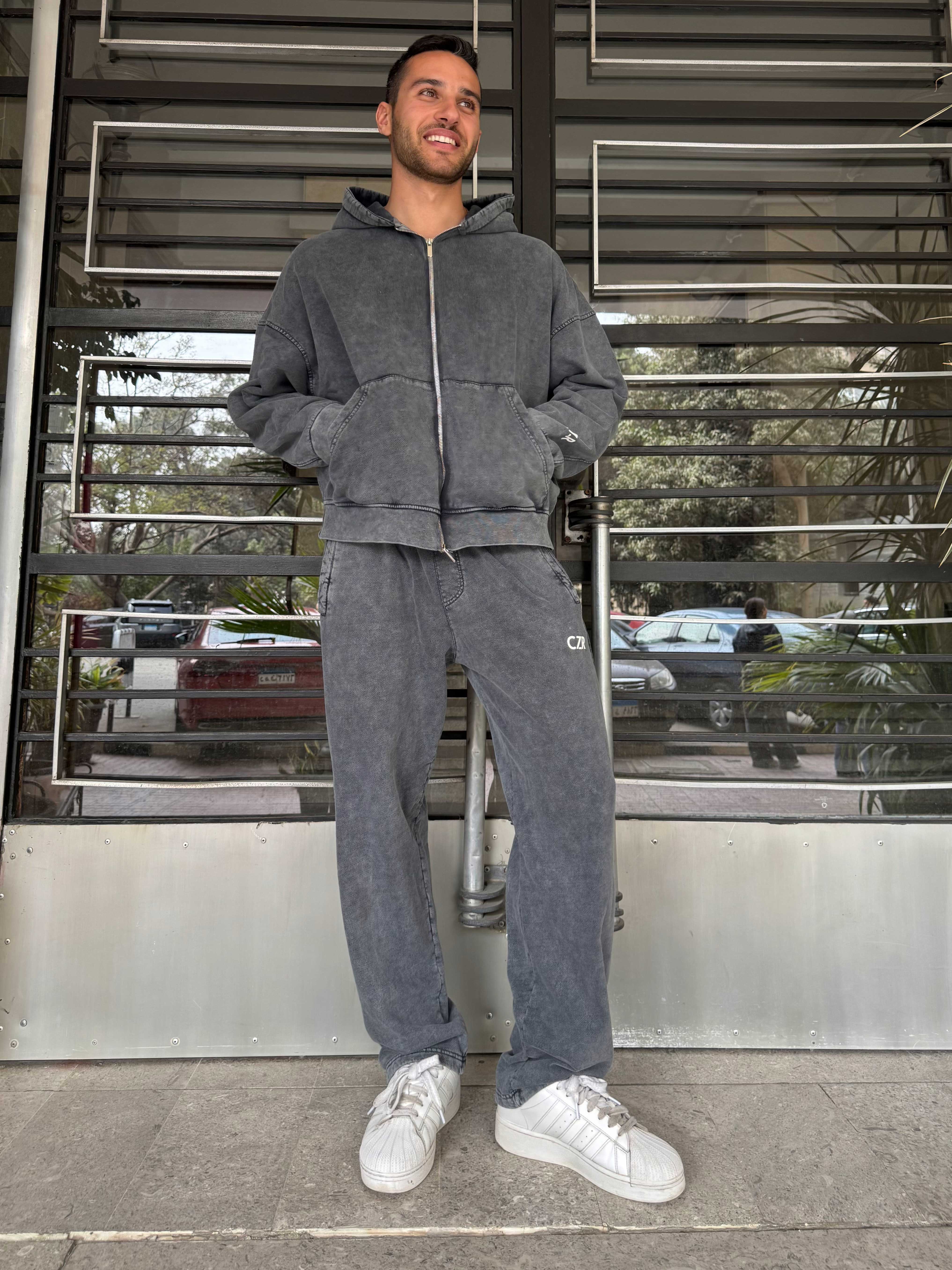 Sweatpants – Wide-Leg Washed Grey Sweat pant - Wide leg CIZARO - Cizaro Jeans