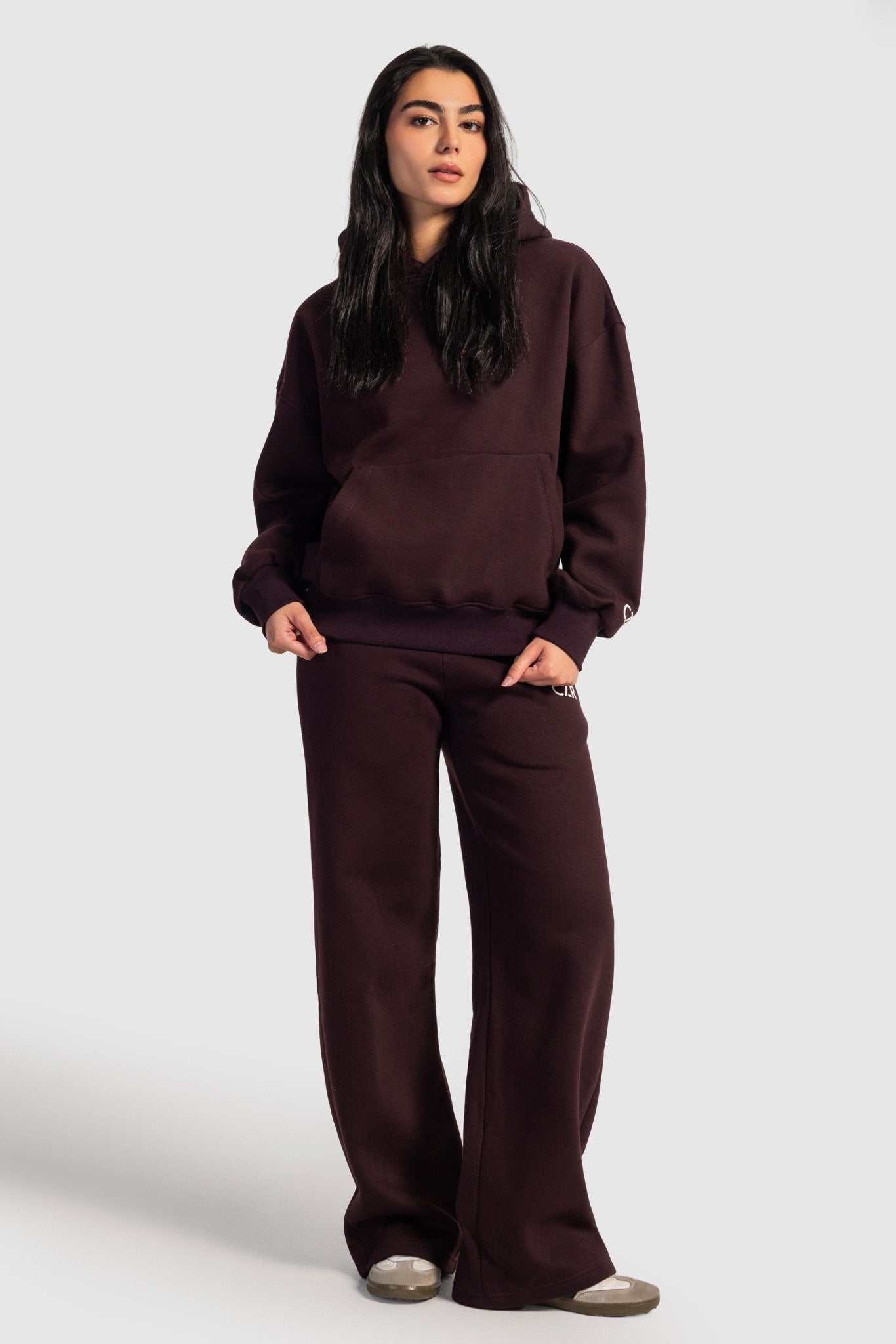 Wide-Leg Sweatpants In Burgundy pant CIZARO - Cizaro Jeans
