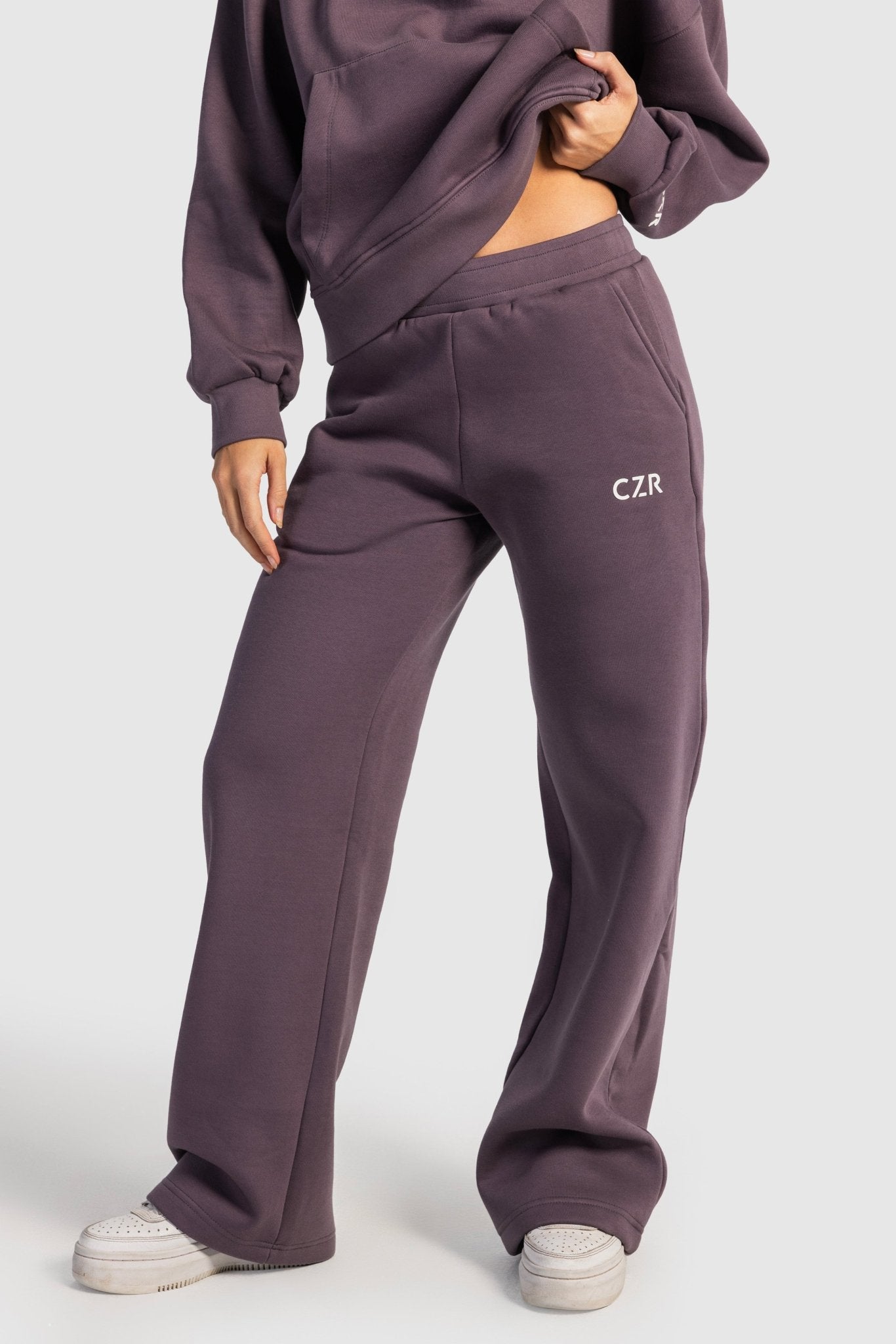 Wide-Leg Sweatpants In Dark Mauve sweatpant CIZARO - Cizaro Jeans