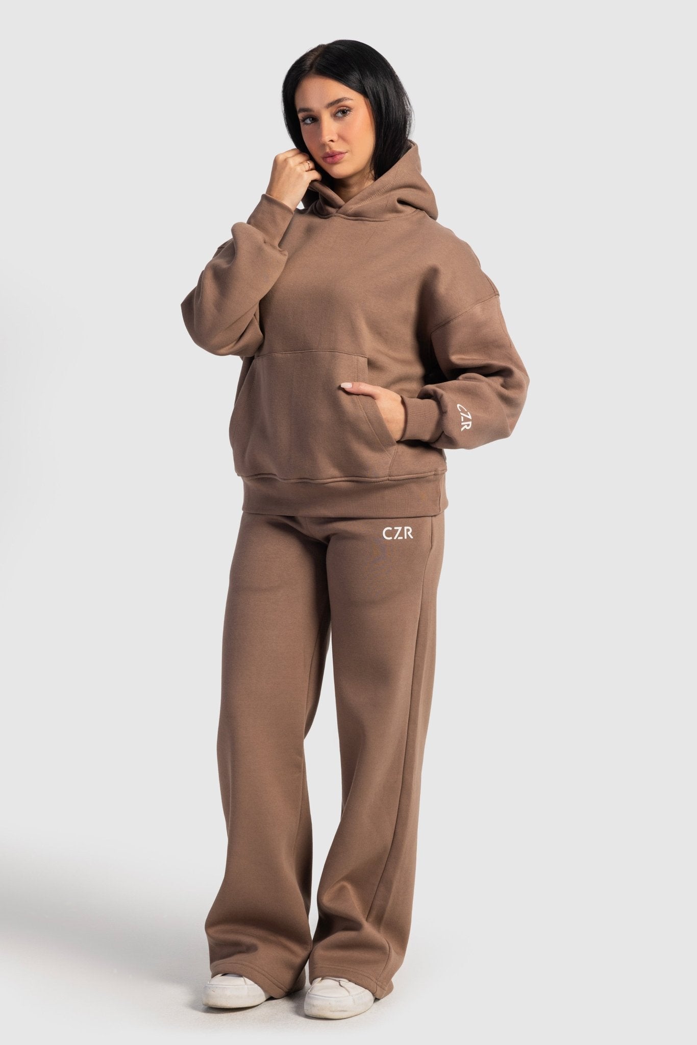 Wide-Leg Sweatpants In Stone Brown sweatpant CIZARO - Cizaro Jeans