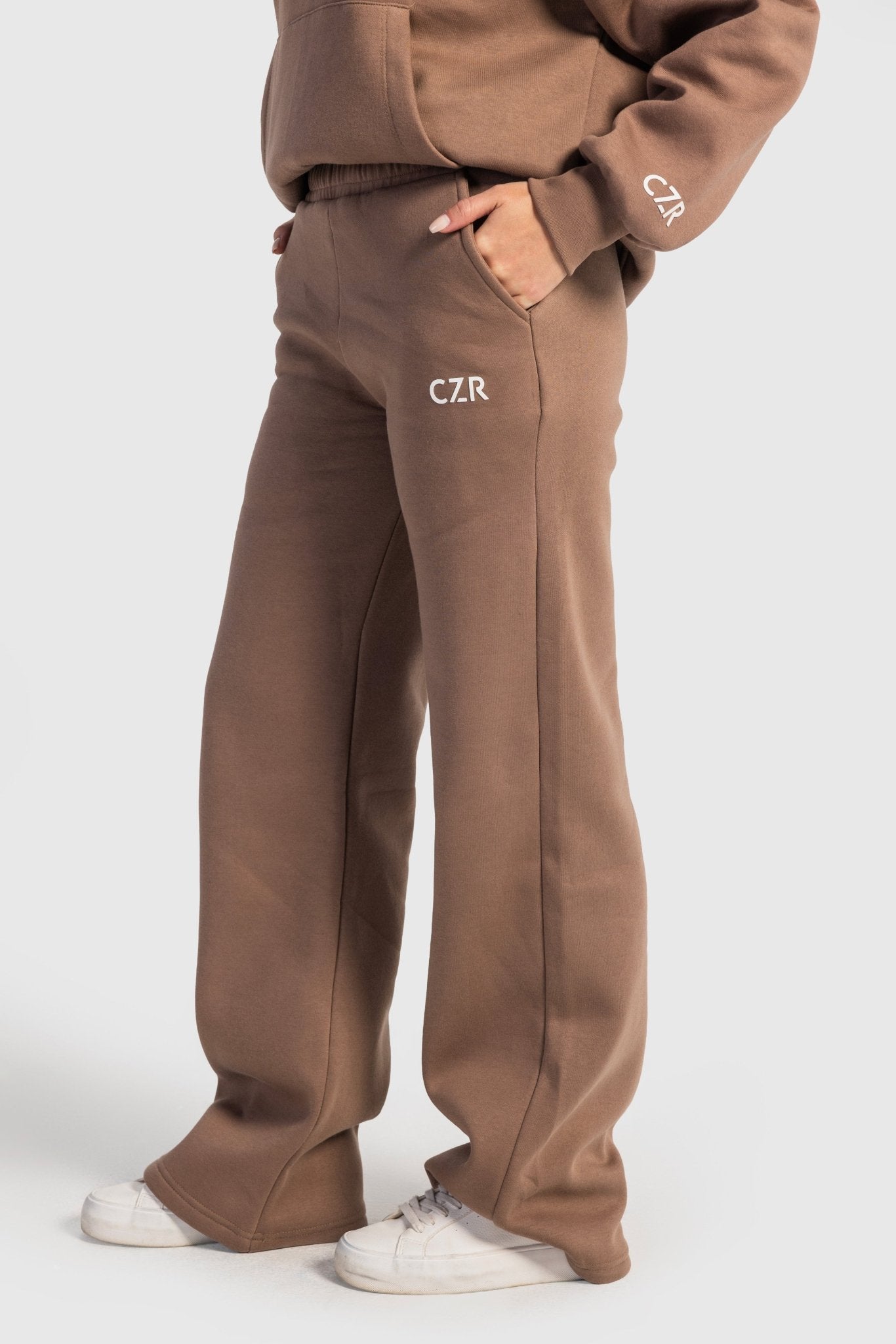 Wide-Leg Sweatpants In Stone Brown sweatpant CIZARO - Cizaro Jeans