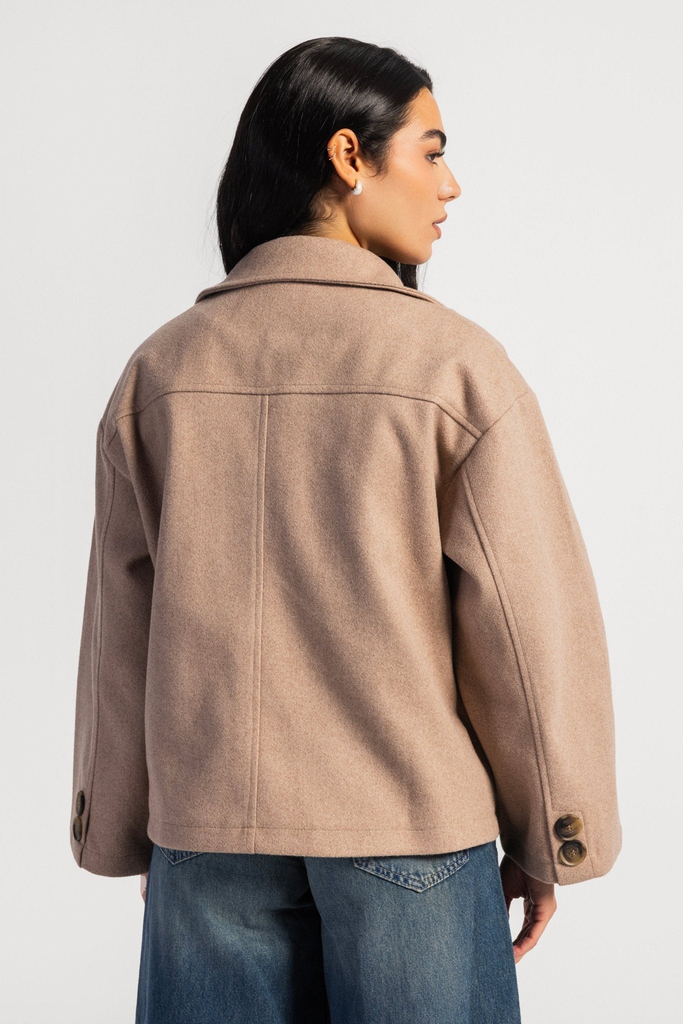 Jacket – Relaxed Fit Wool Beige Jacket CIZARO - Cizaro Jeans