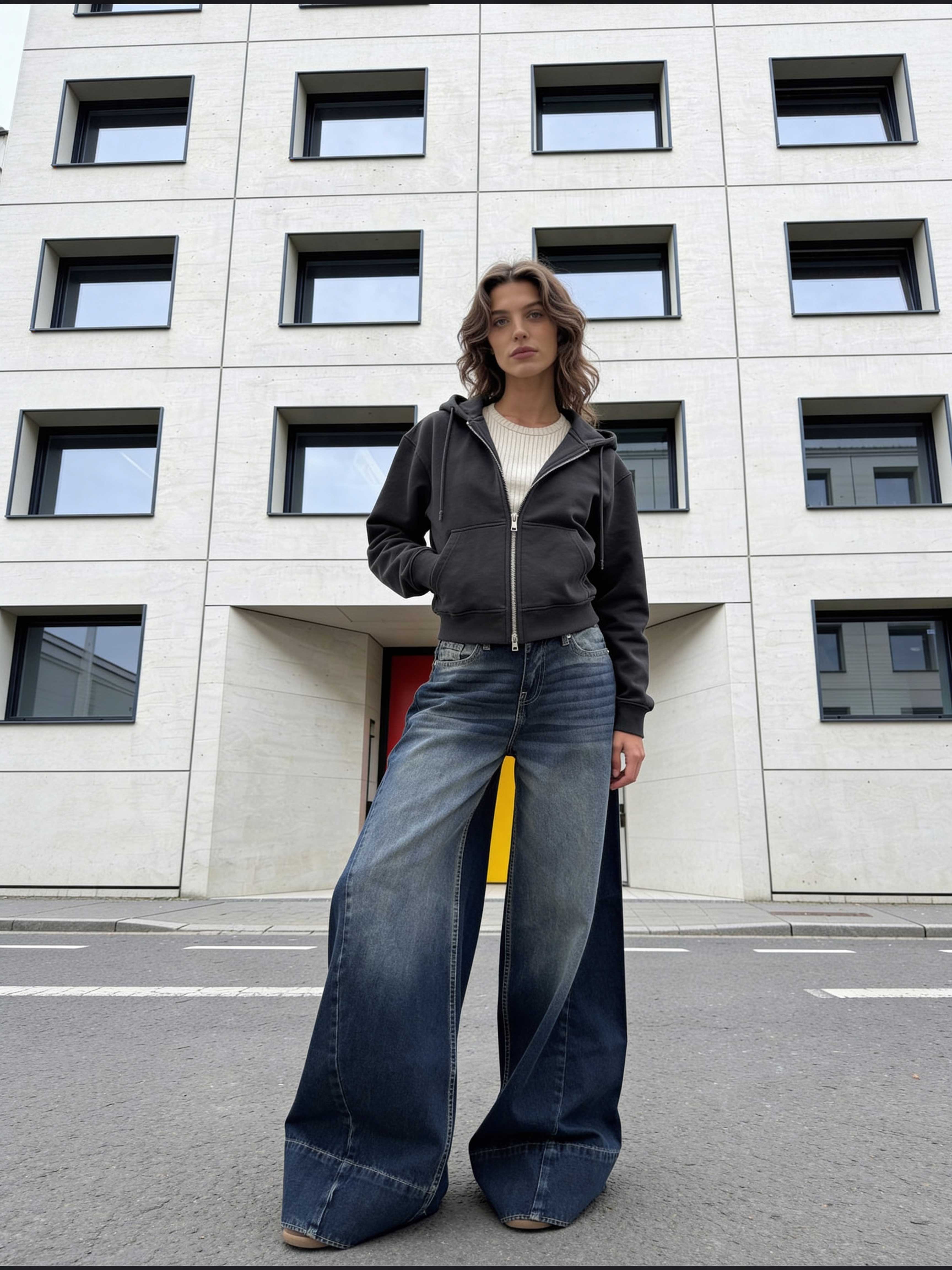 Extreme Wide-Leg – Mid-Rise Deep Vintage Blue Jeans