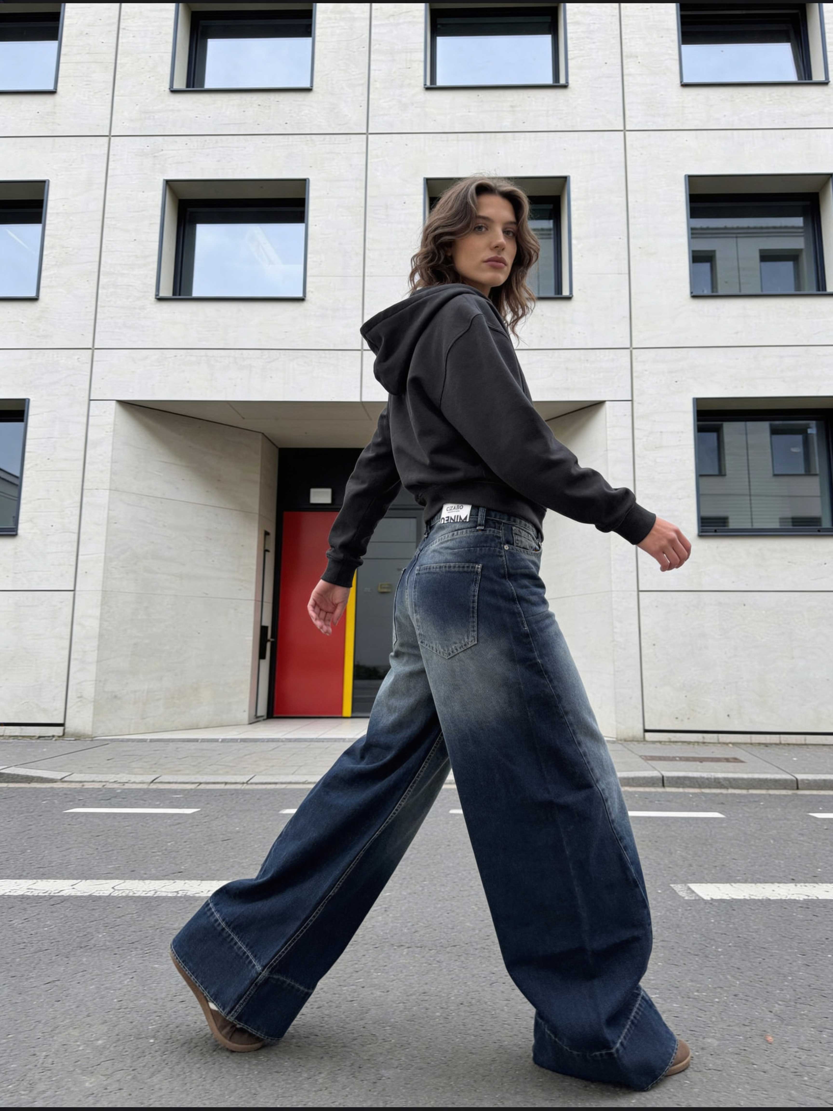 Extreme Wide-Leg – Mid-Rise Deep Vintage Blue Jeans