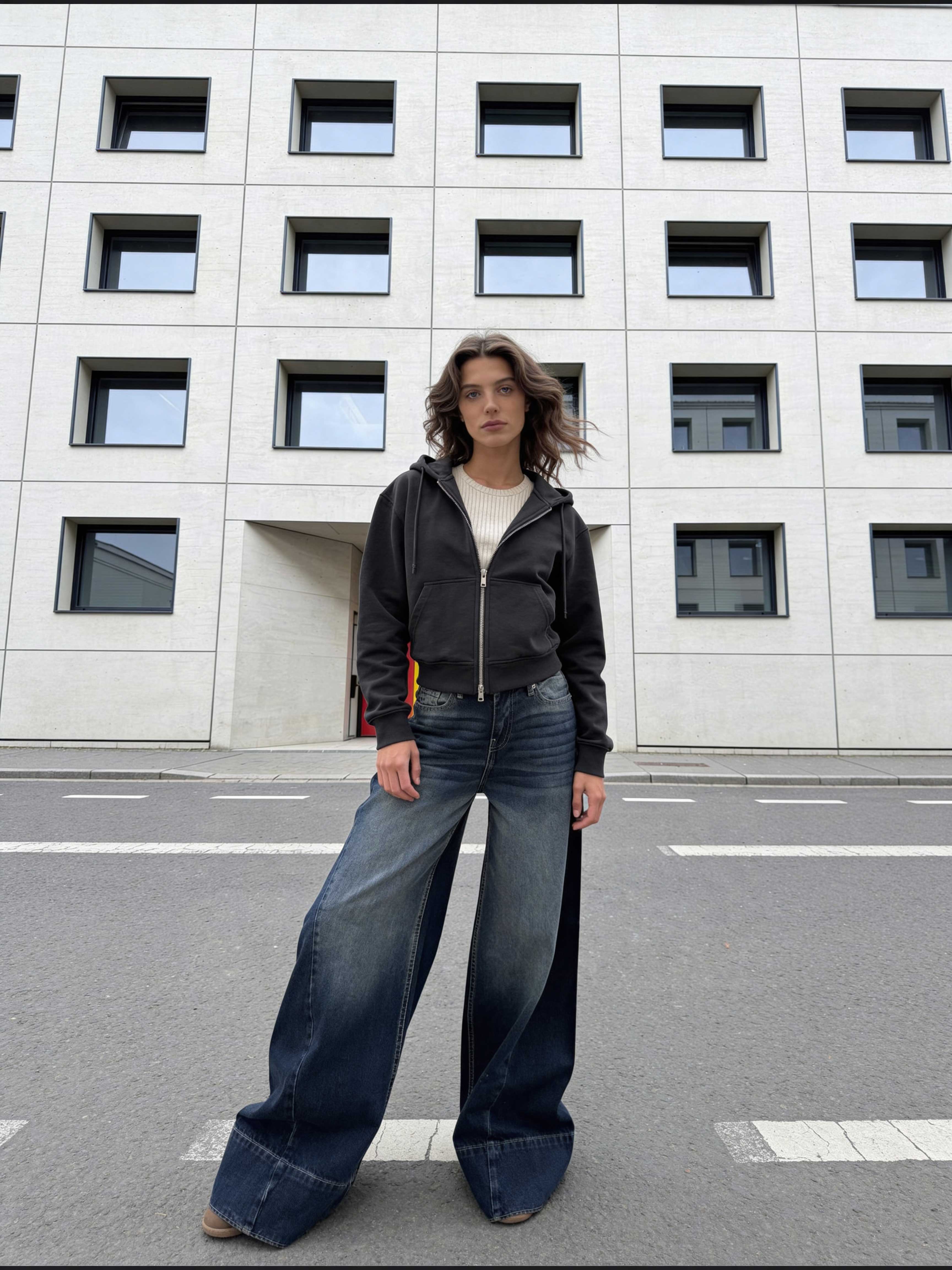 Extreme Wide-Leg – Mid-Rise Deep Vintage Blue Jeans