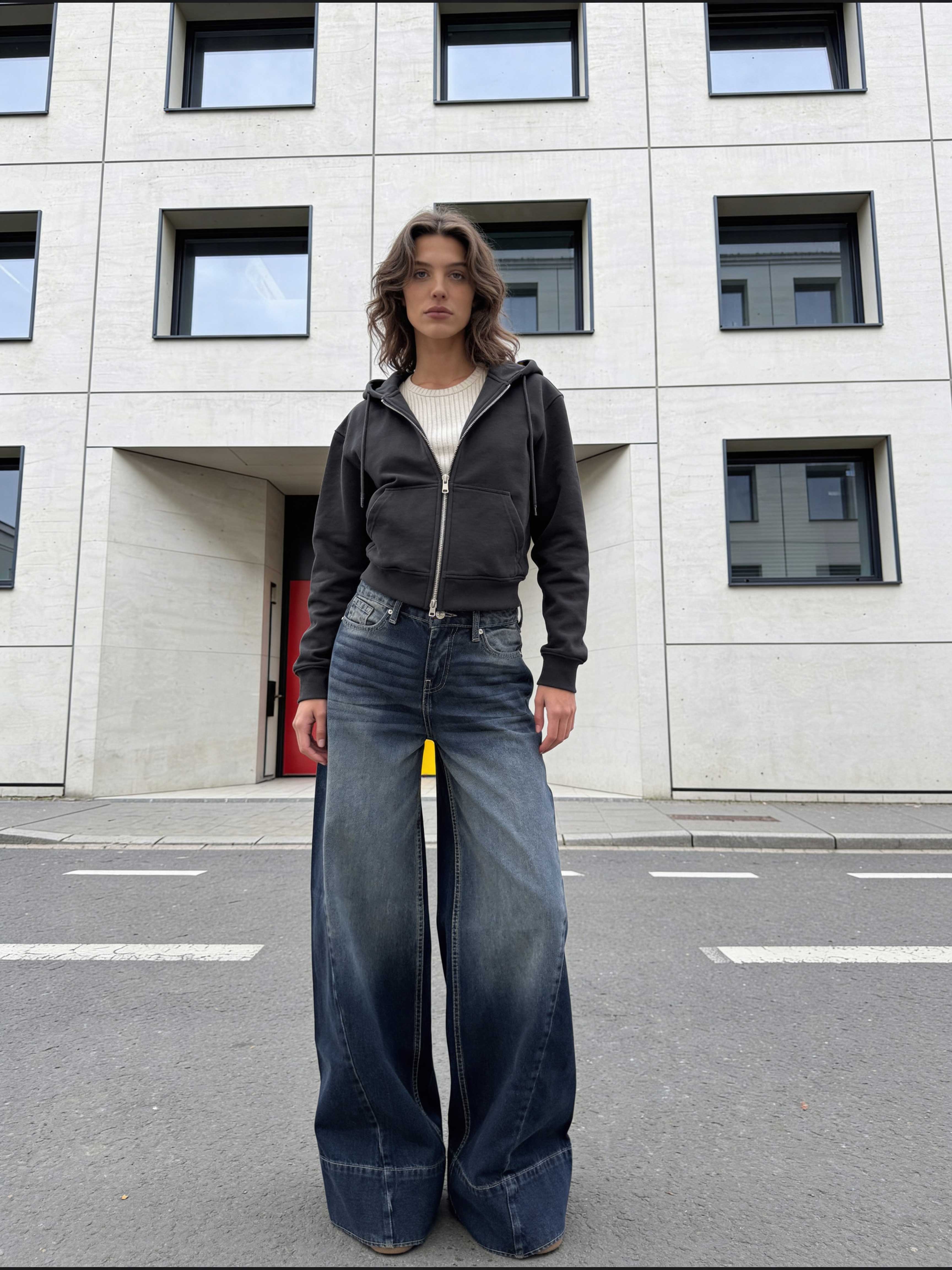 Extreme Wide-Leg – Mid-Rise Deep Vintage Blue Jeans