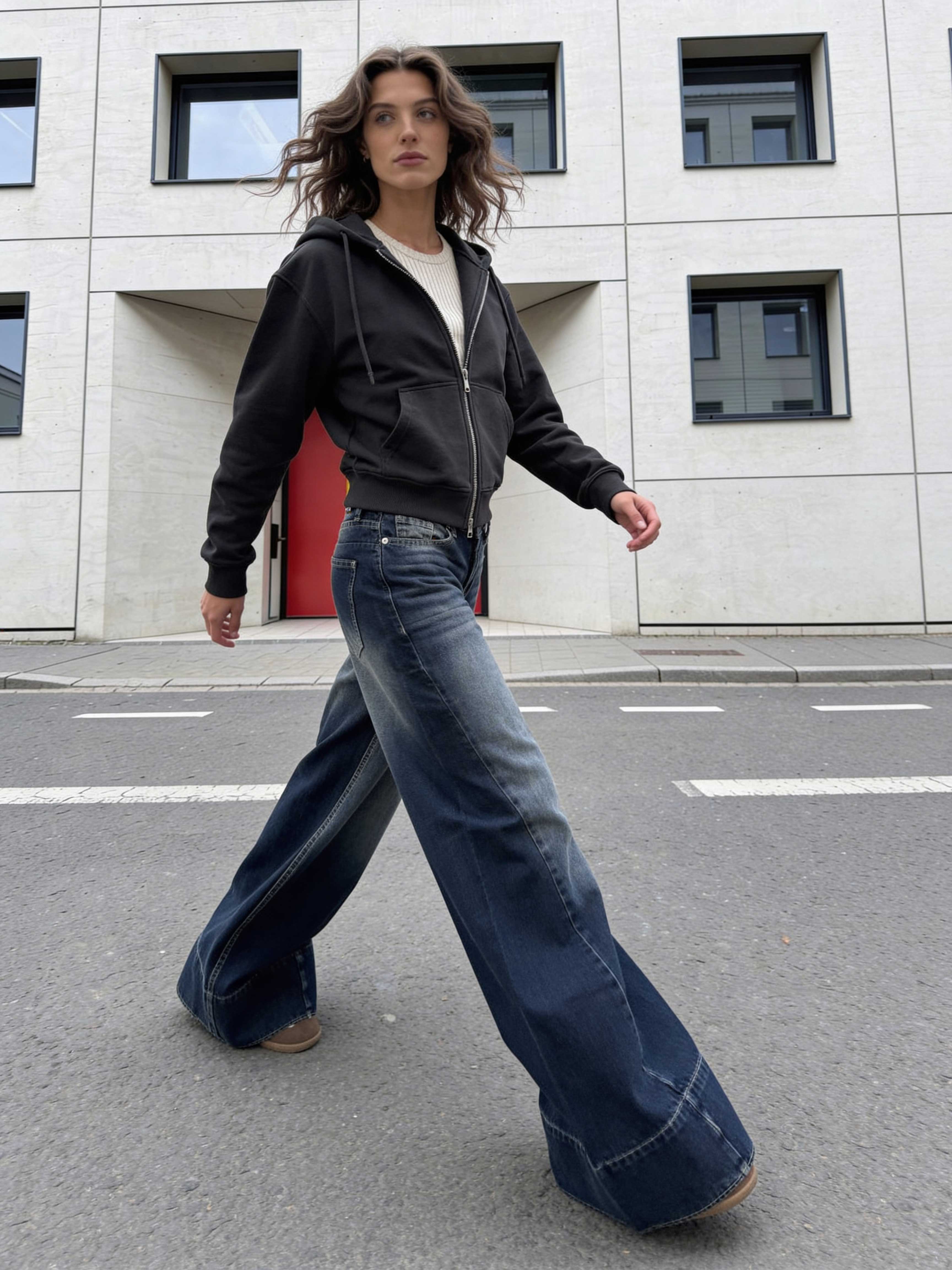 Extreme Wide-Leg – Mid-Rise Deep Vintage Blue Jeans