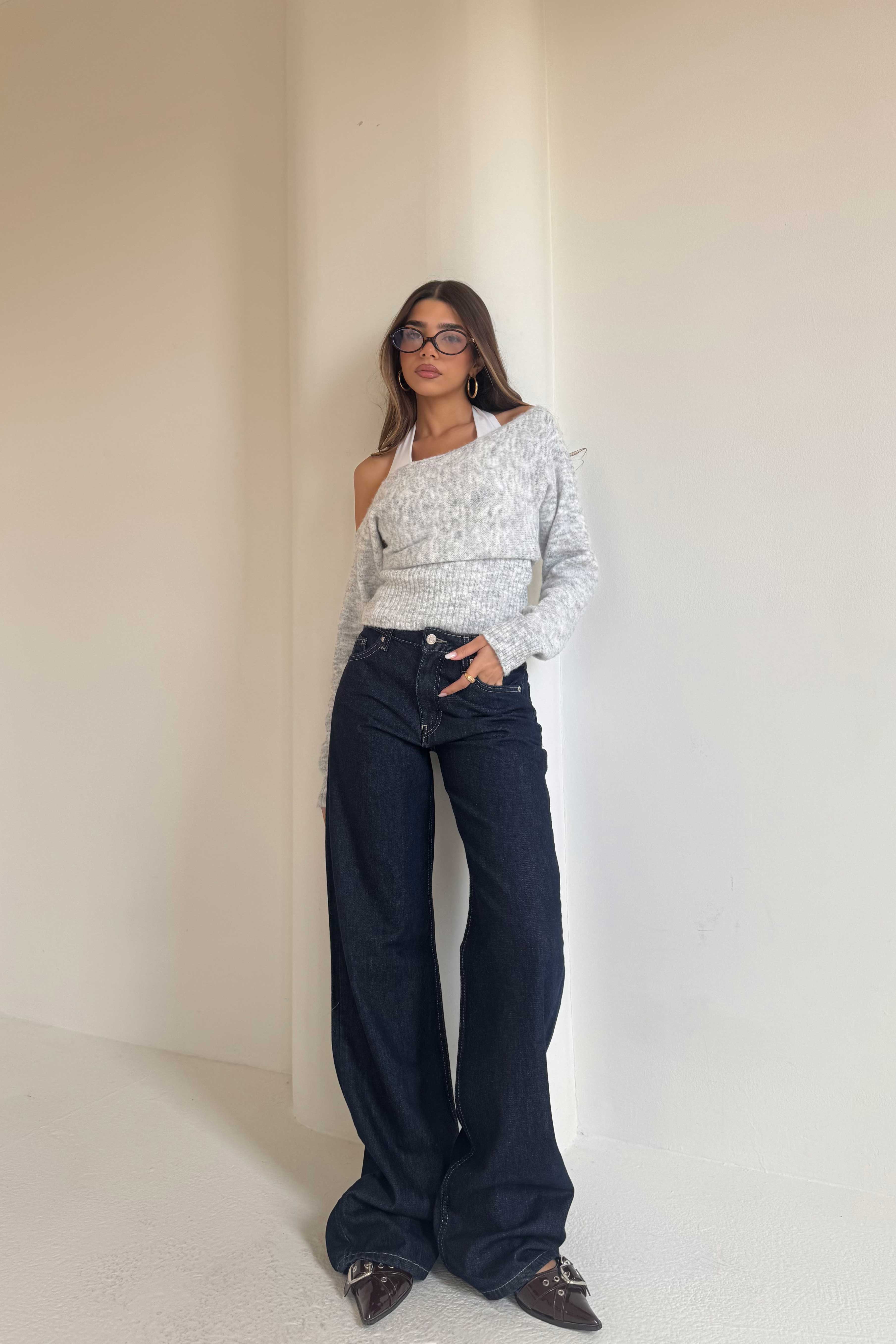 Wide Leg – Mid-Rise Raw Denim Jeans