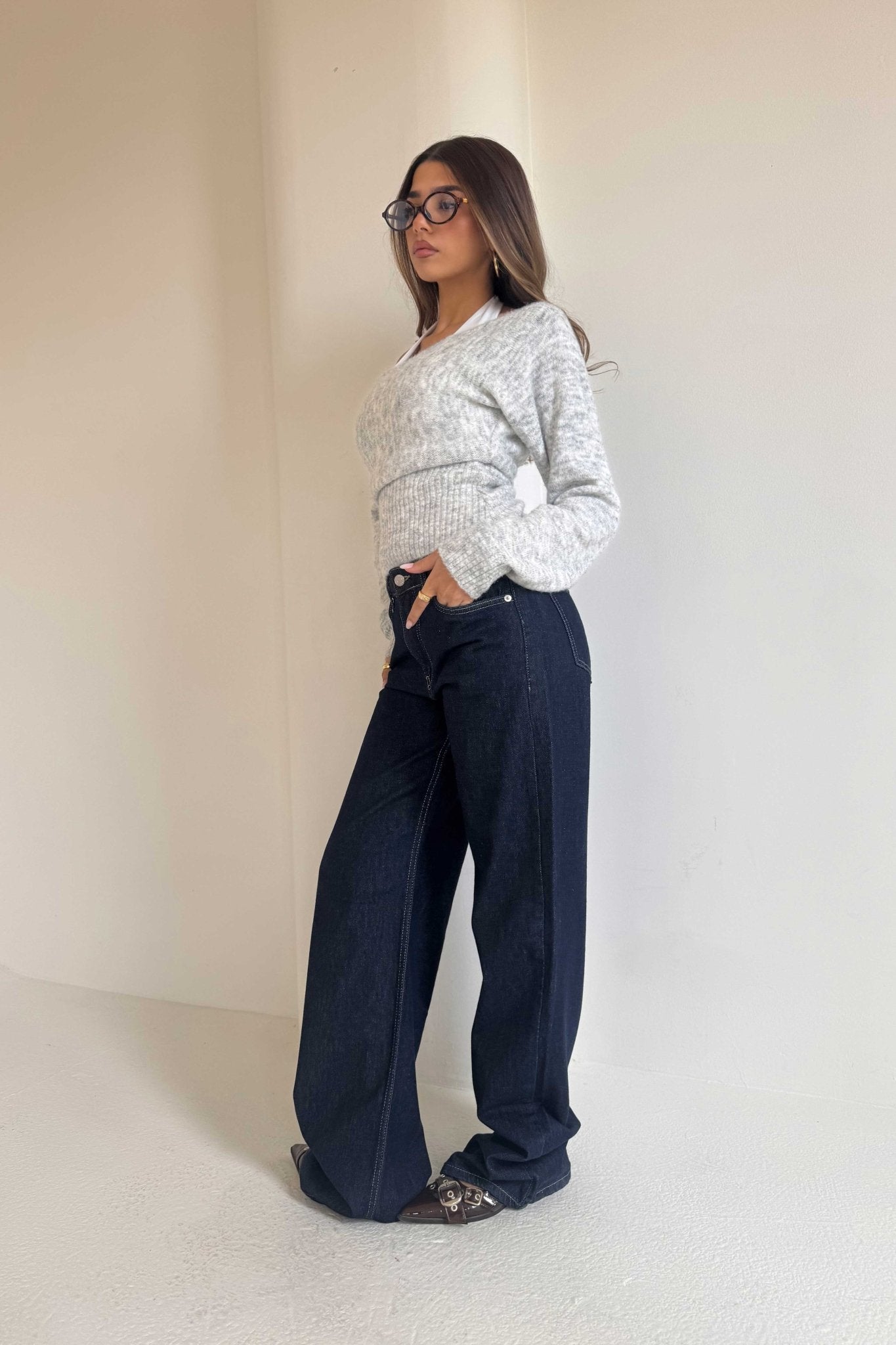 Wide Leg – Mid-Rise Raw Denim Jeans wide leg CIZARO - Cizaro Jeans