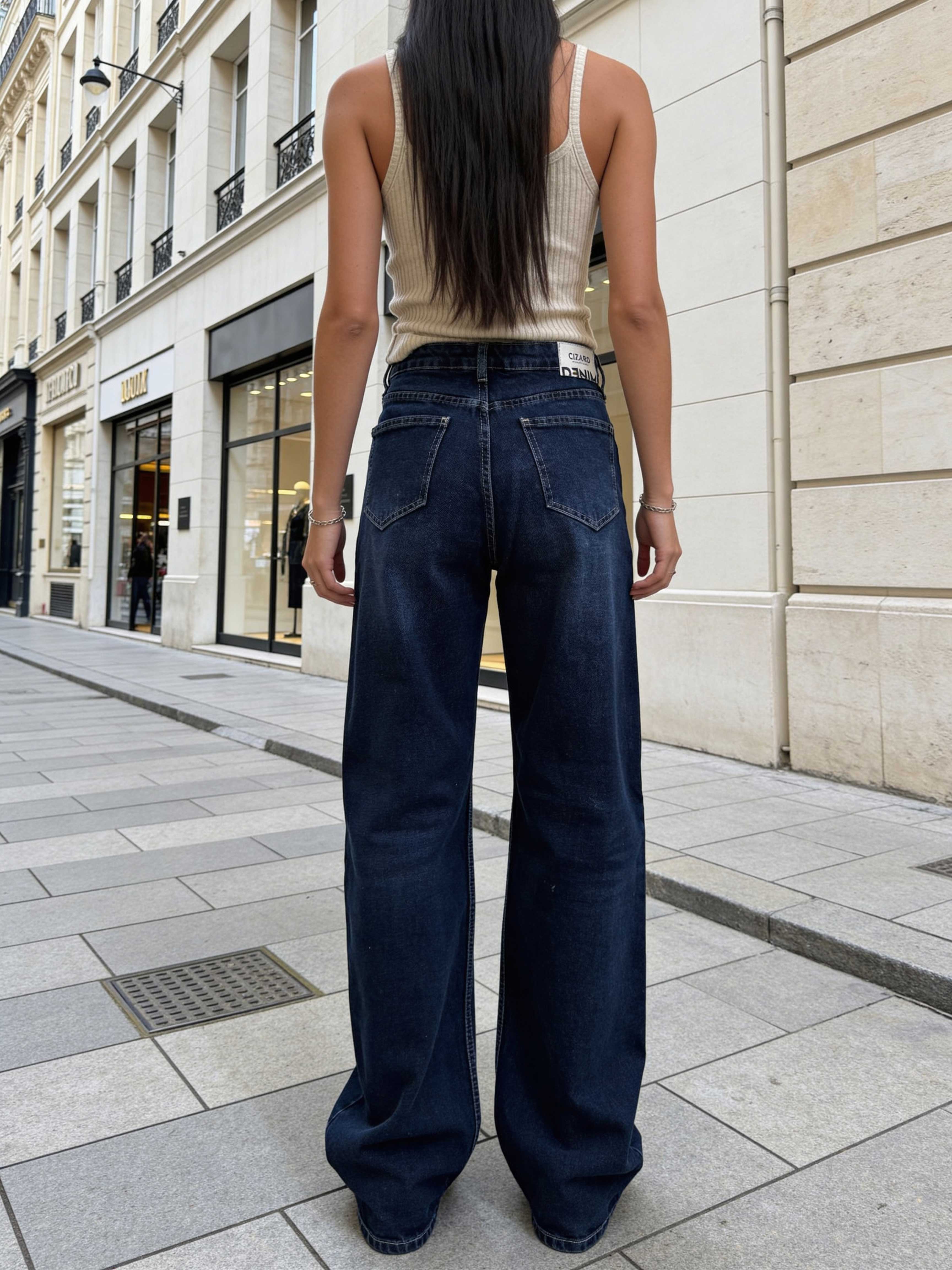Wide-Leg – High-Waist Deep Ocean Blue Jeans