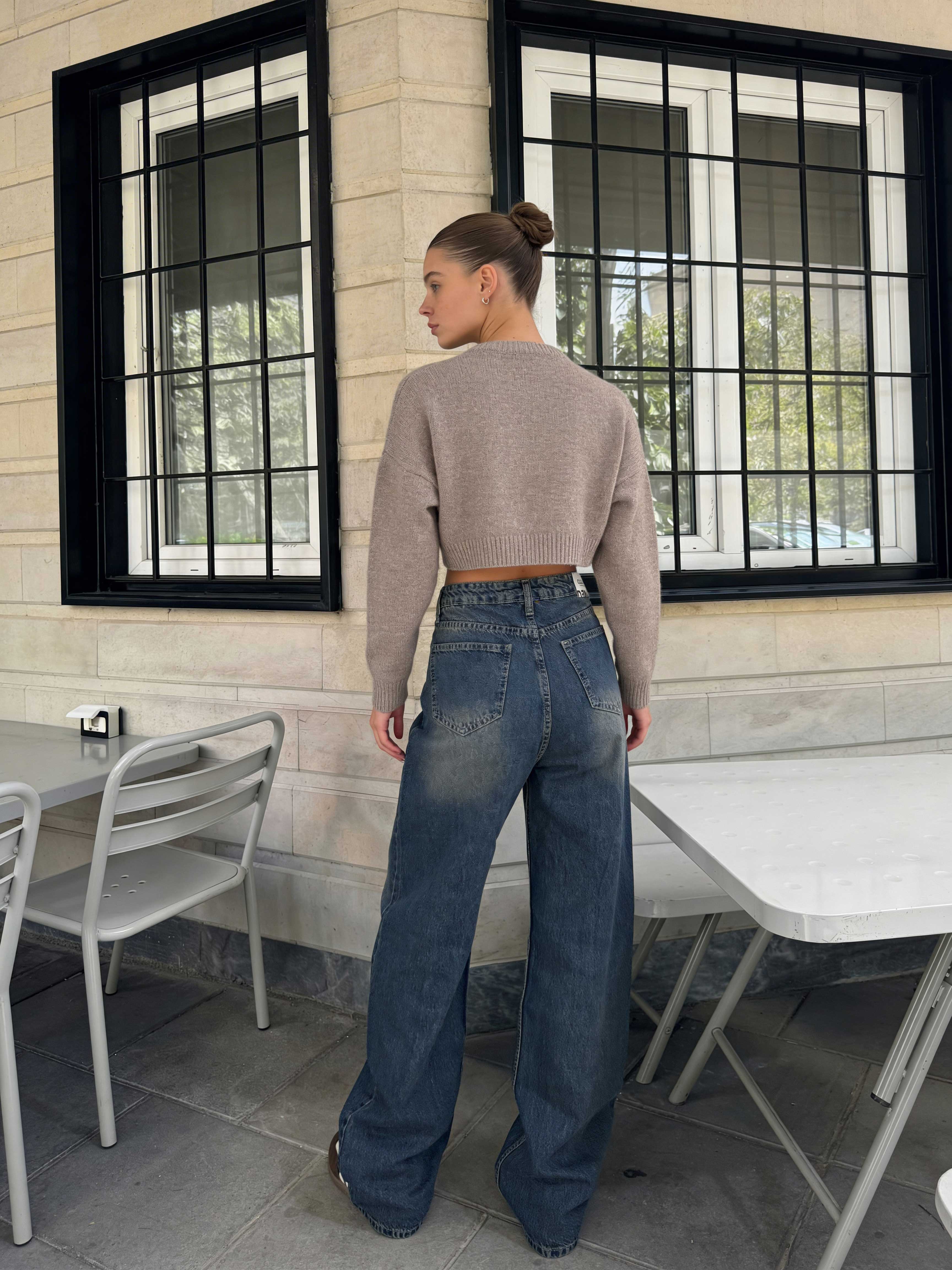 Crossover Wide-Leg – High-Waist Mid Vintage Blue Jeans Wide leg CIZARO - Cizaro Jeans