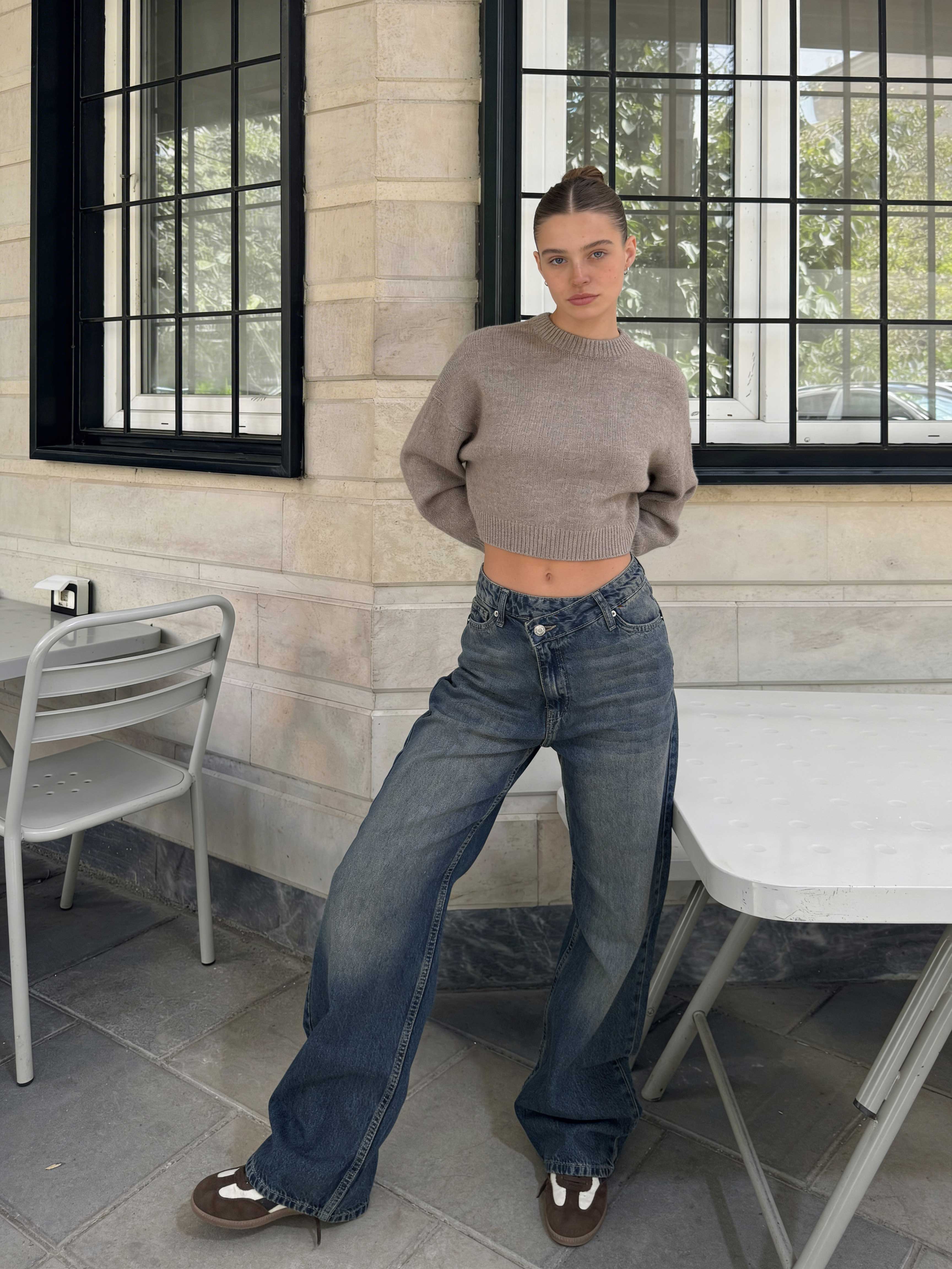 Crossover Wide-Leg – High-Waist Mid Vintage Blue Jeans Wide leg CIZARO - Cizaro Jeans