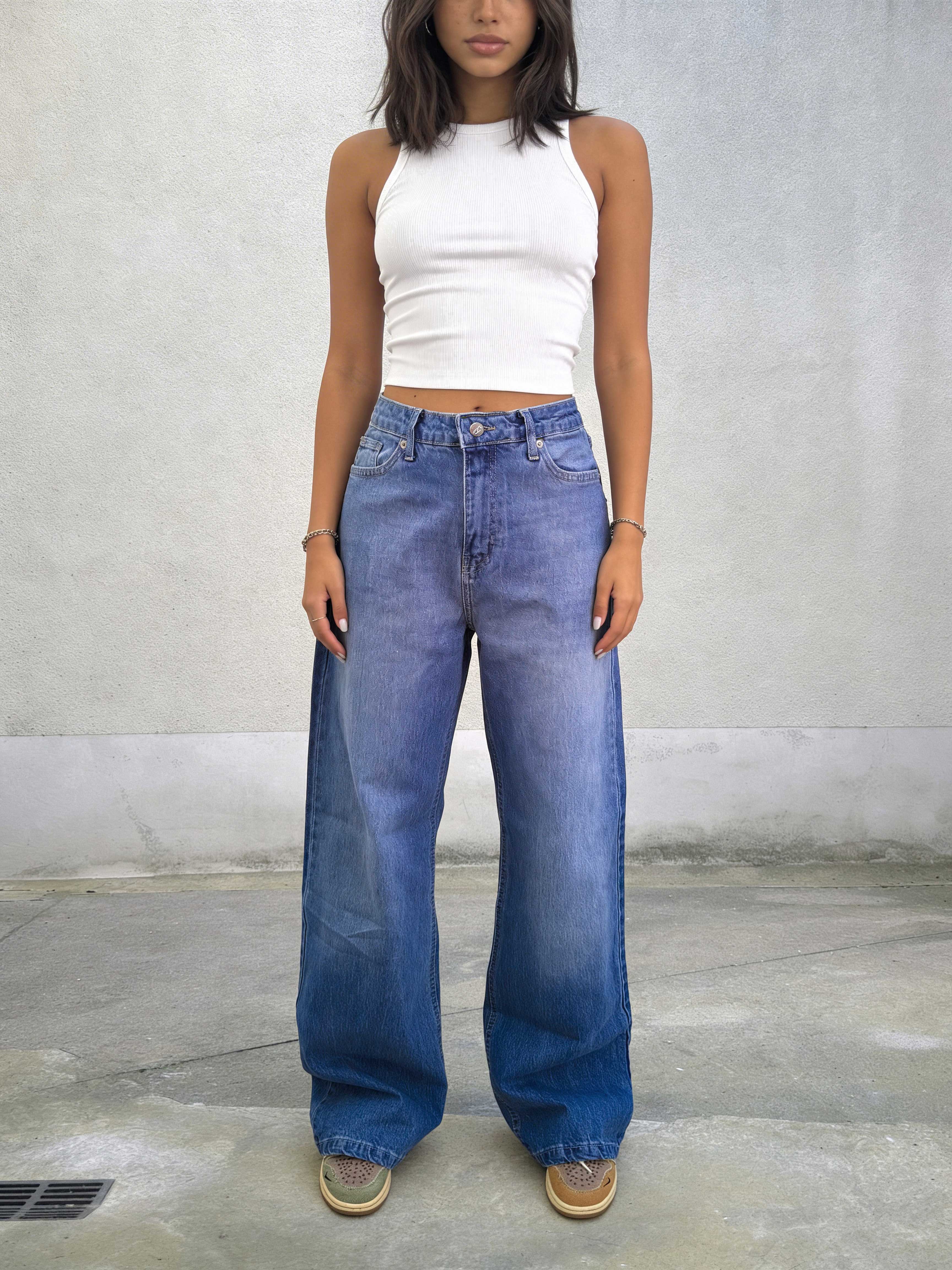 Ultra Comfort Wide-Leg – High-Waist Vibrant Blue Jeans