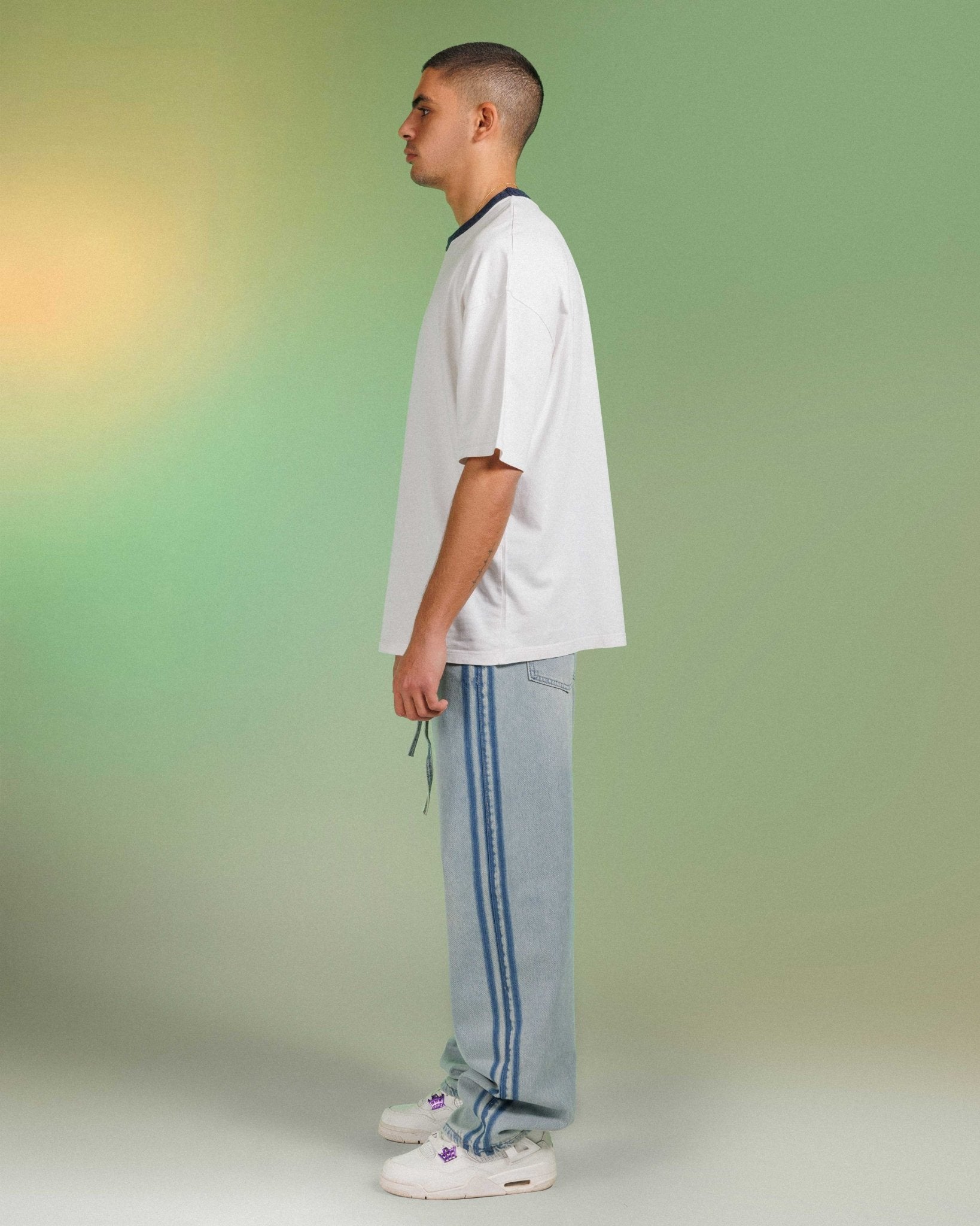 Unisex | Wide Leg - Light Dirty Stripped Jeans Wide-Leg CIZARO - Cizaro Jeans