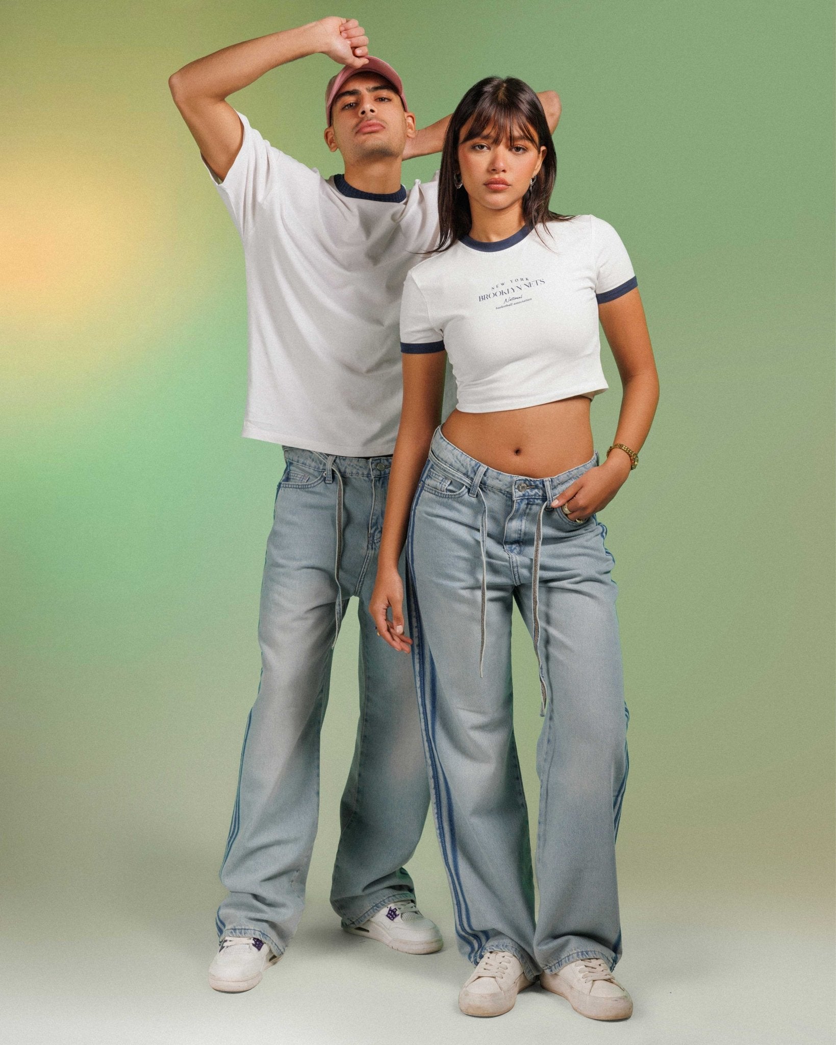Unisex | Wide Leg - Light Dirty Stripped Jeans Wide-Leg CIZARO - Cizaro Jeans