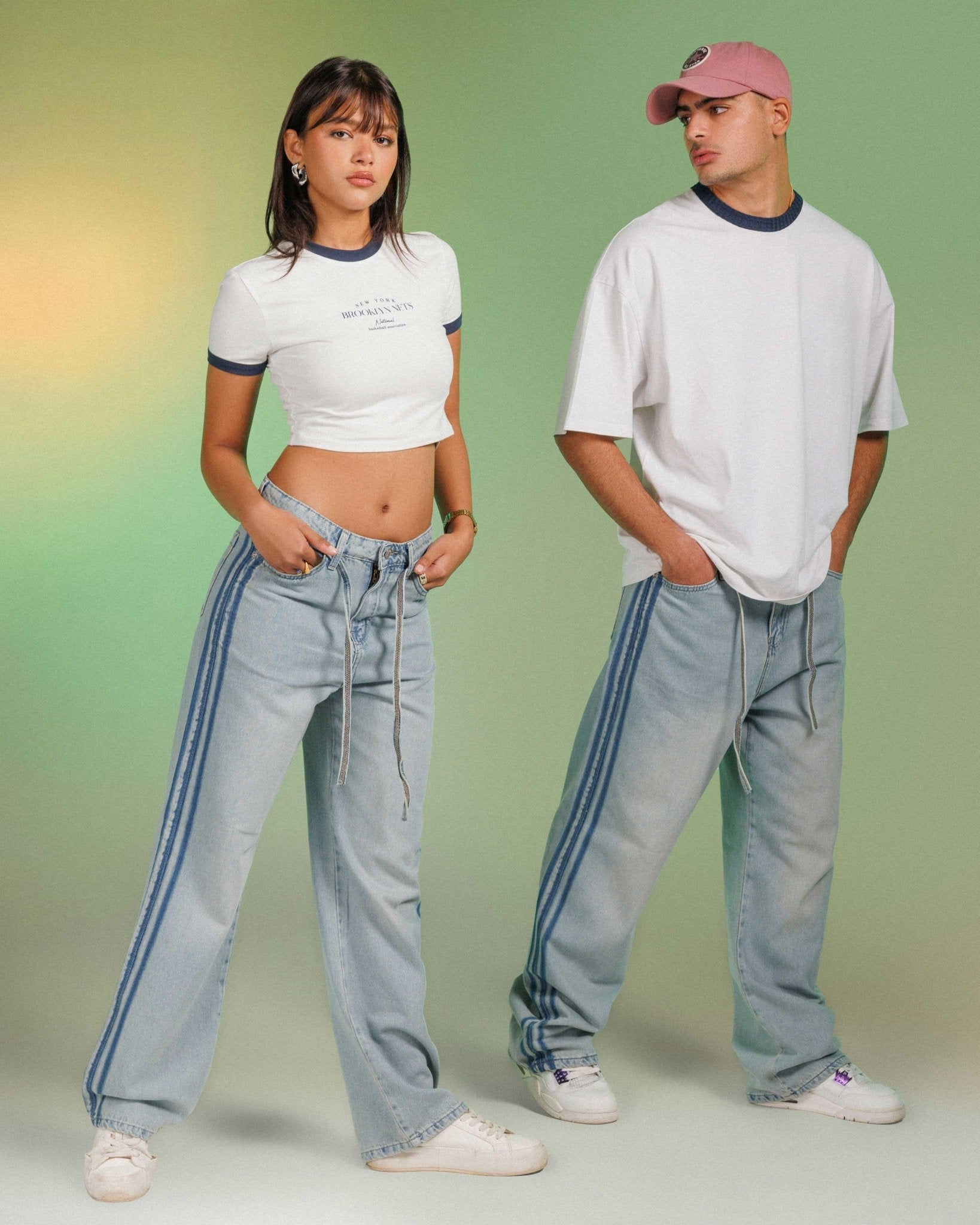 Unisex | Wide Leg - Light Dirty Stripped Jeans Wide-Leg CIZARO - Cizaro Jeans