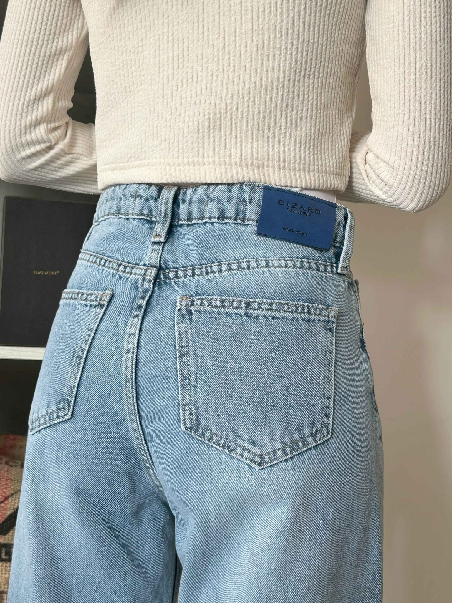 Wide Leg - Soft Iced Blue Wash Jeans. Wide-Leg CIZARO - Cizaro Jeans