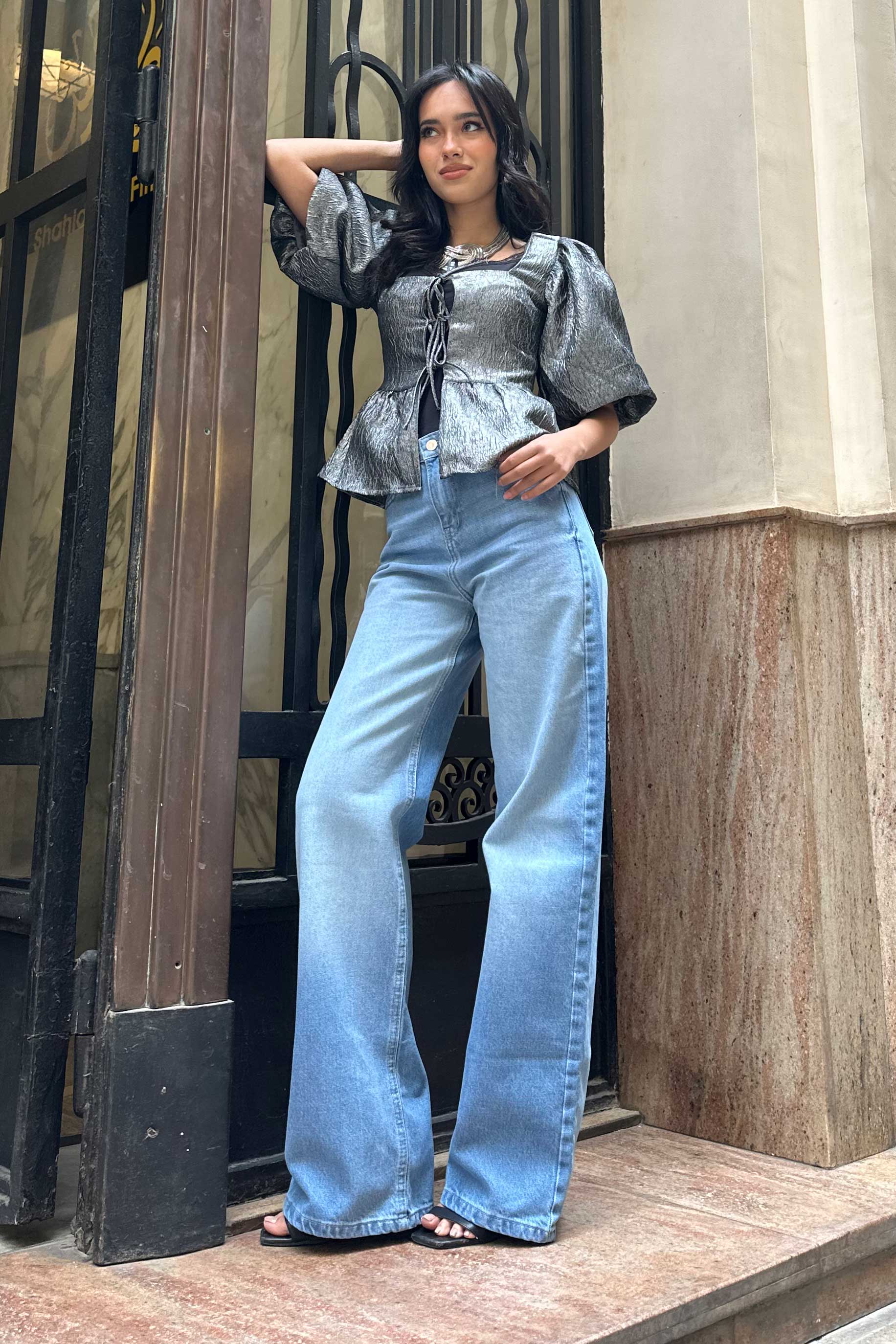Wide-Leg - High-Waist Light Blue Jeans Wide-Leg CIZARO - Cizaro Jeans