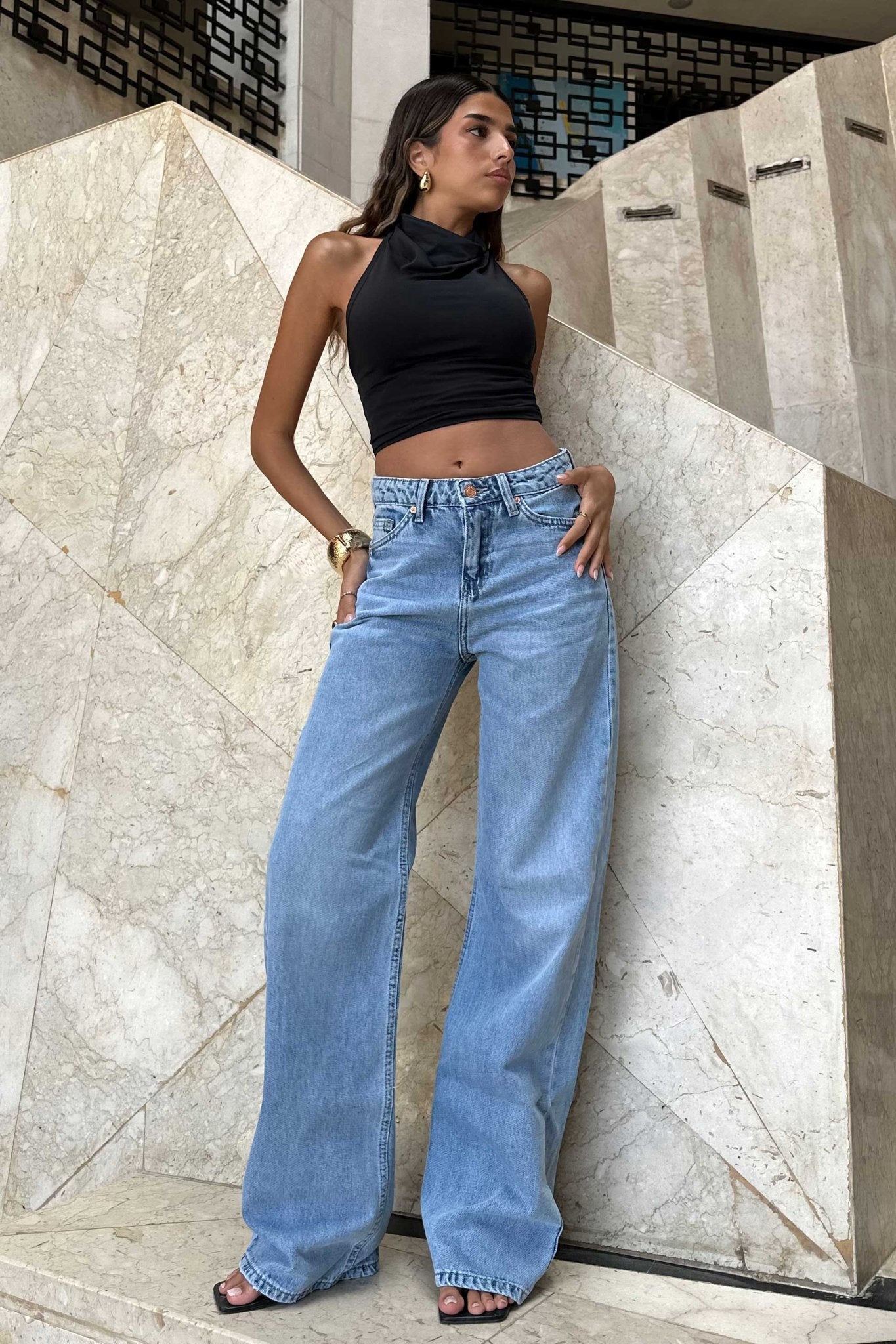 Wide-Leg - High-Waist Light Blue Jeans wide leg CIZARO - Cizaro Jeans