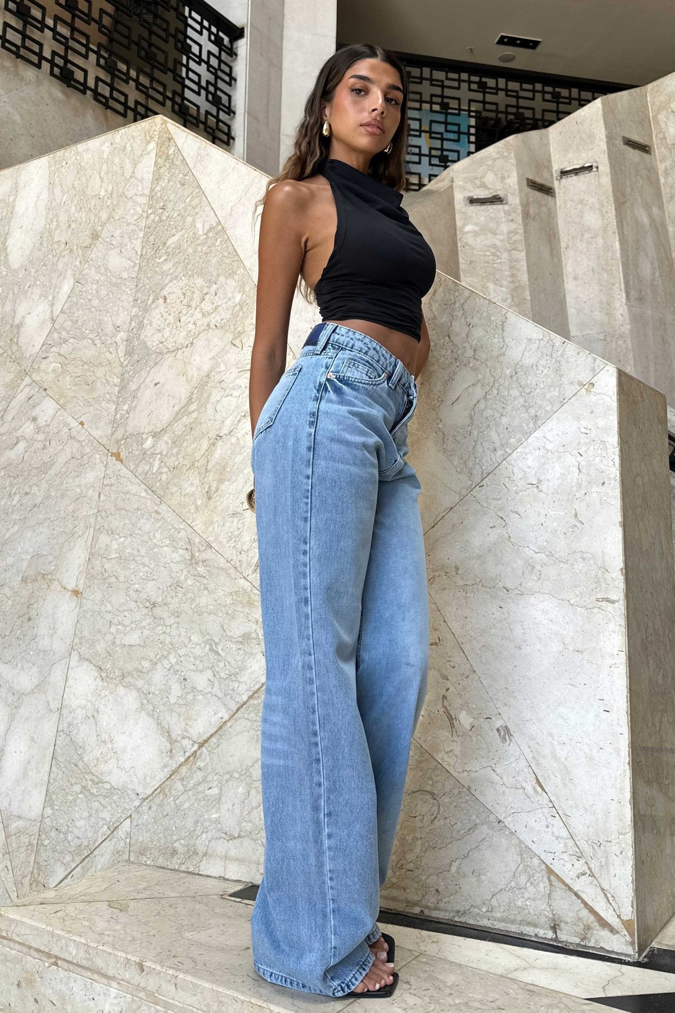 Wide-Leg - High-Waist Light Blue Jeans wide leg CIZARO - Cizaro Jeans
