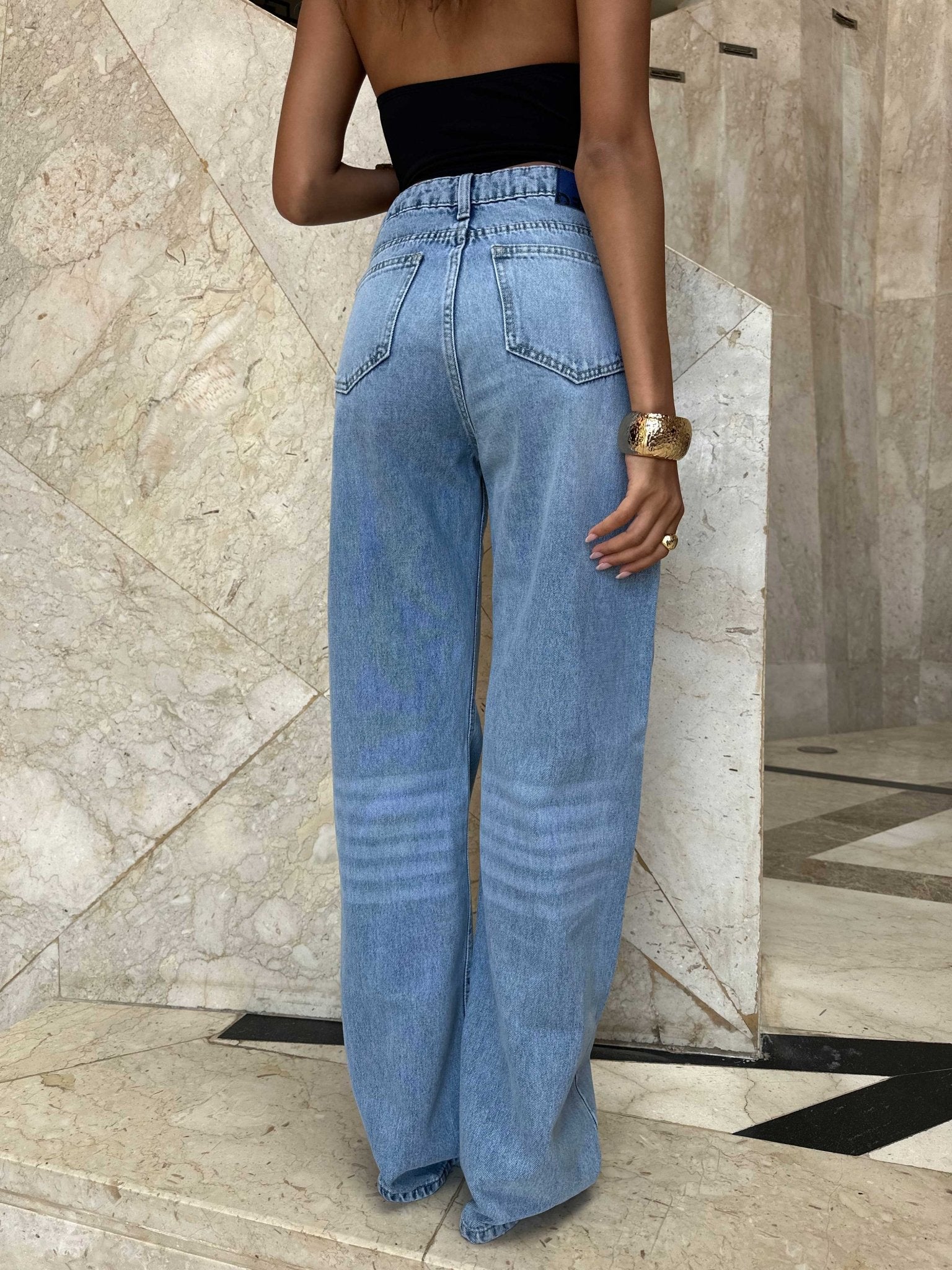 Wide-Leg - High-Waist Light Blue Jeans wide leg CIZARO - Cizaro Jeans