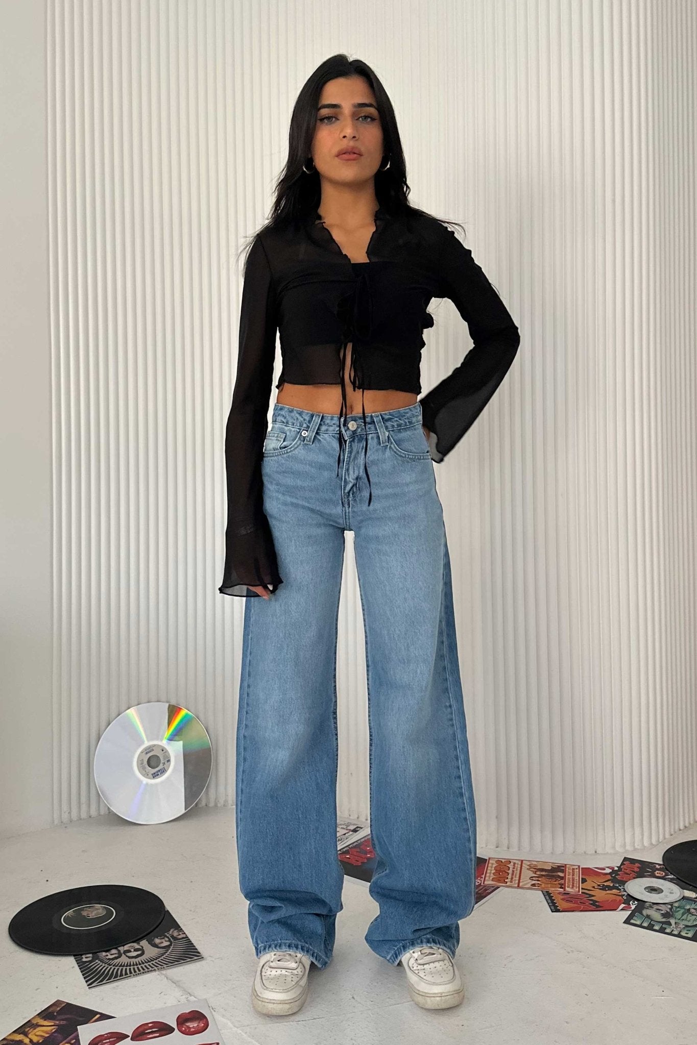 Wide Leg – Low Waist Powder Blue Jeans