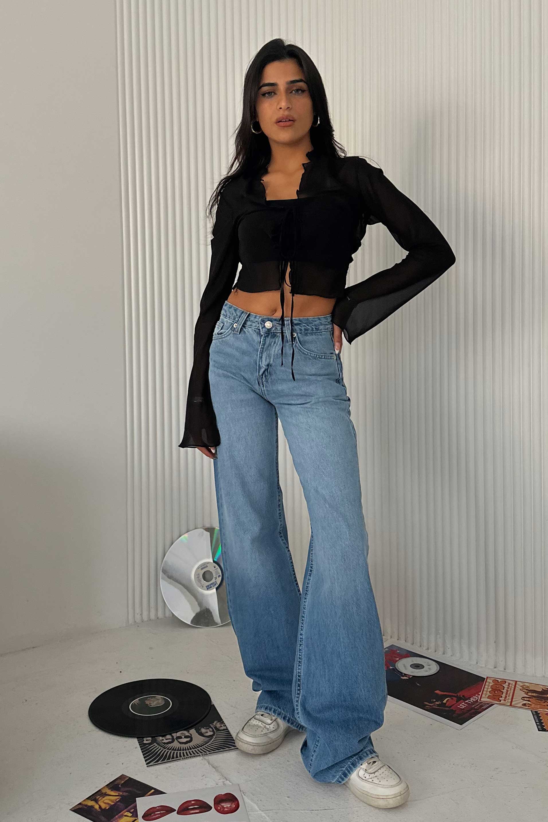 Wide Leg – Low Waist Powder Blue Jeans
