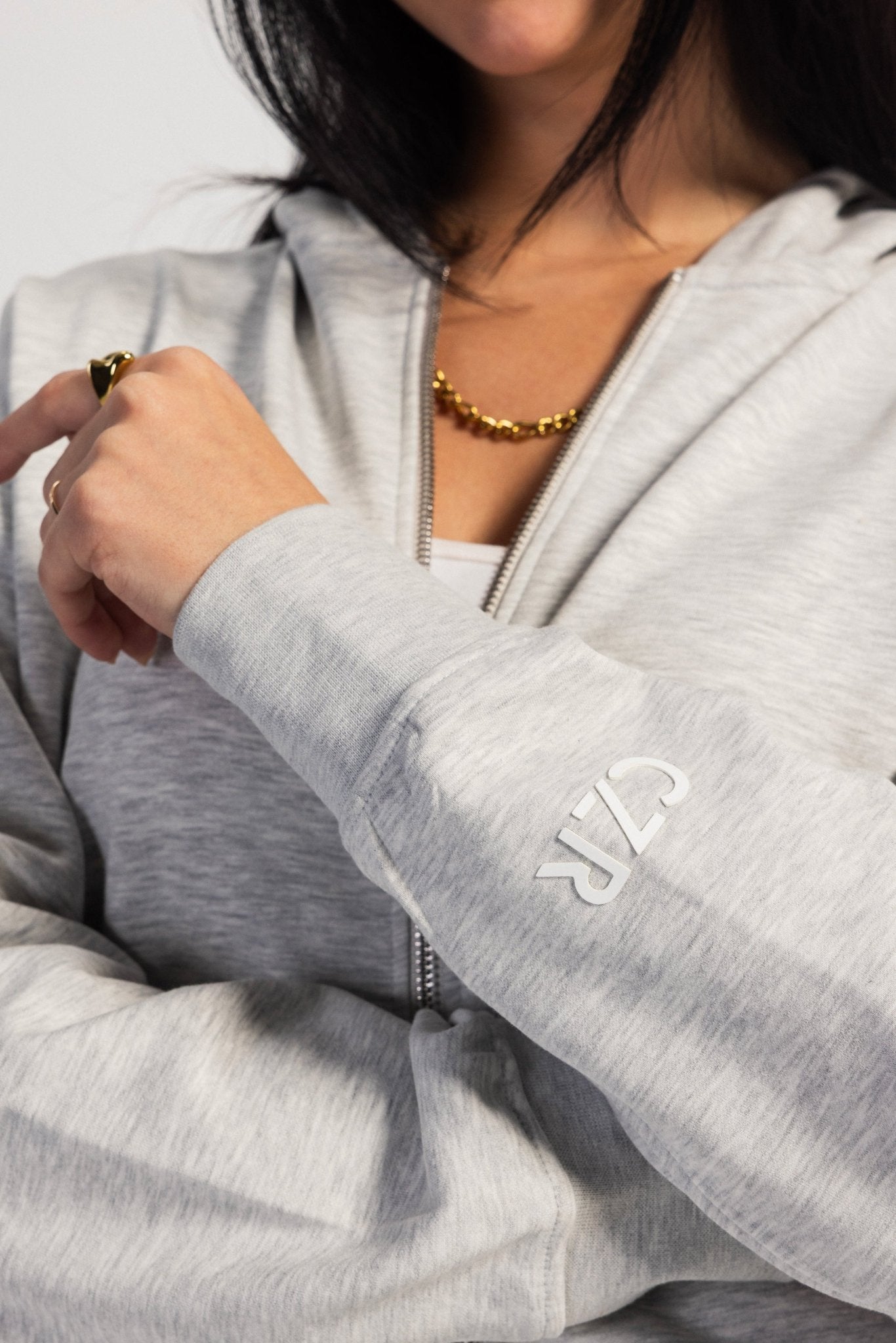 Full-Zip Oversized Hoodie – Light Grey Hoodie CIZARO - Cizaro Jeans