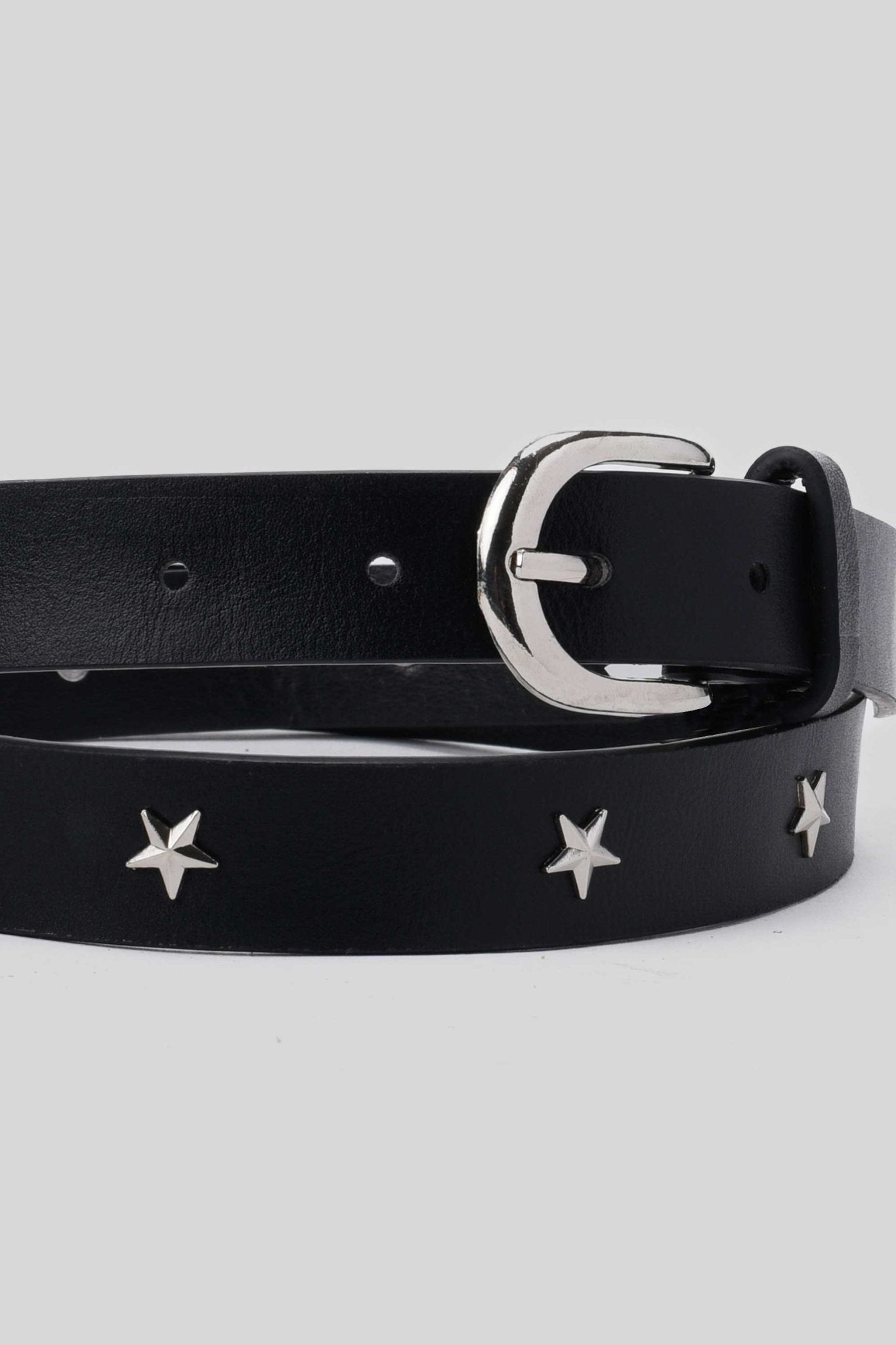 Belt | Black Star Studded Faux Leather Belt Belt CZBELT - Cizaro Jeans