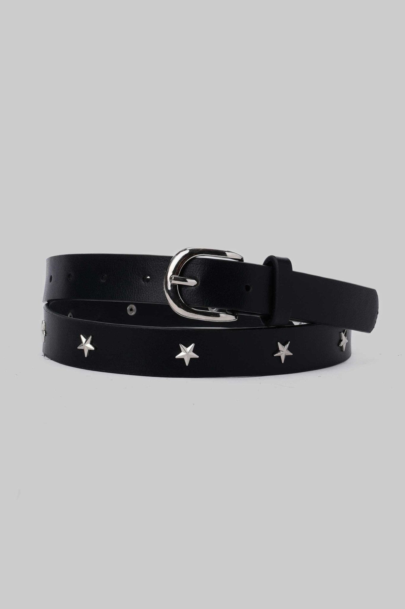 Belt | Black Star Studded Faux Leather Belt Belt CZBELT - Cizaro Jeans