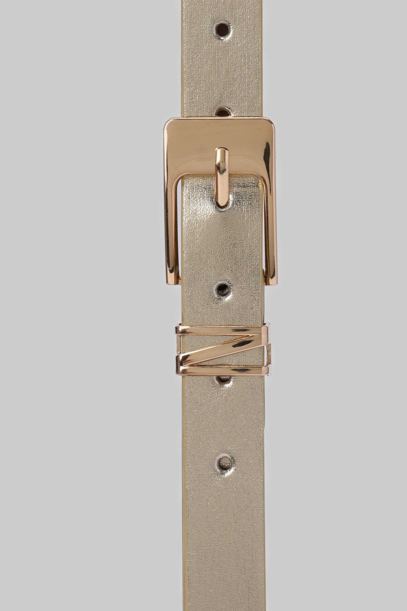Belt | Metallic Gold Faux Leather Belt with Square Buckle Belt CZBELT - Cizaro Jeans