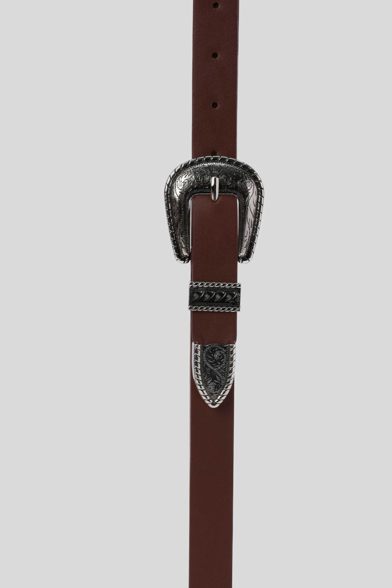 Belt | Brown Western Buckle Faux Leather Belt Belt CZBELT - Cizaro Jeans