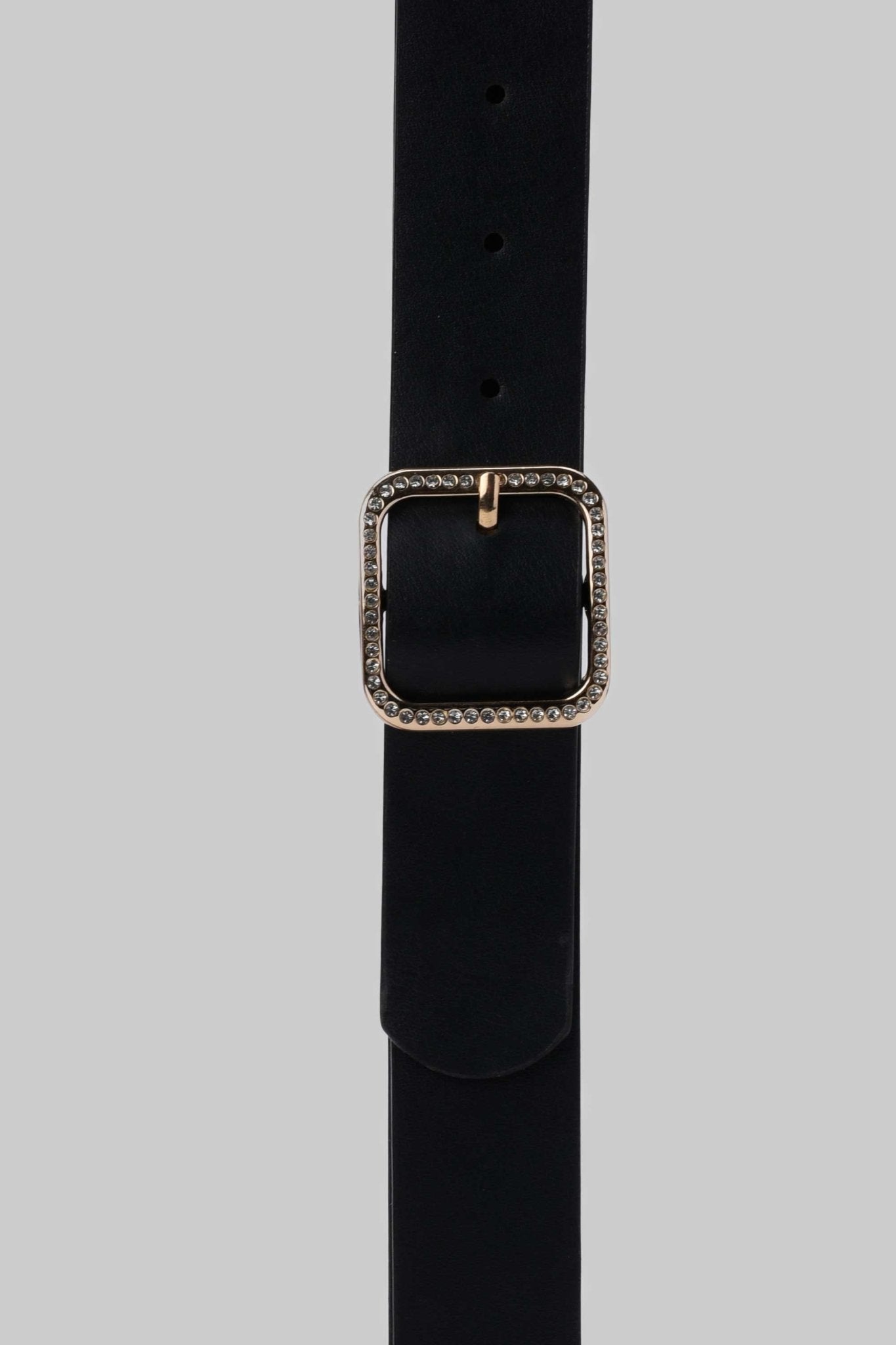 Belt | Black Crystal Buckle Faux Leather Belt Belt CZBELT - Cizaro Jeans