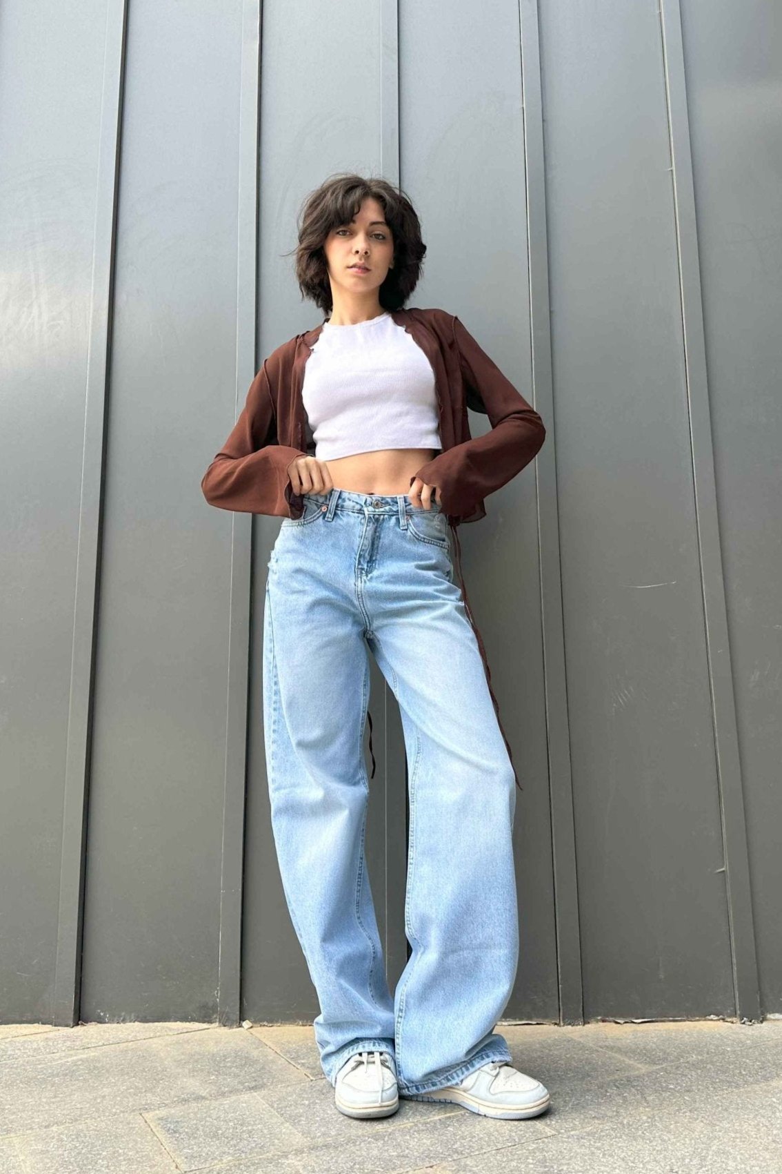 Wide Leg - Light Acid Wash Jeans. Mom-Fit CIZARO - Cizaro Jeans