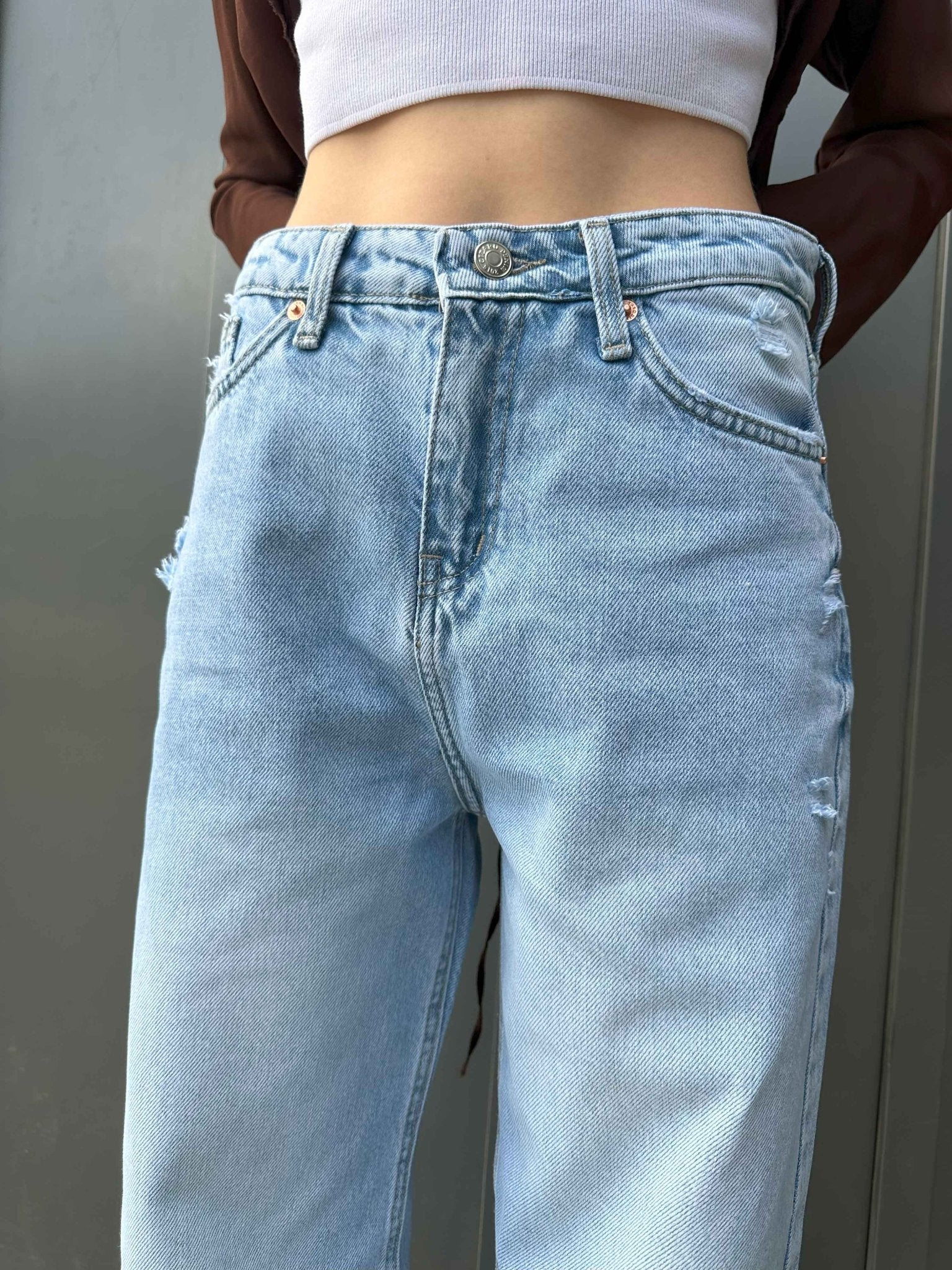 Wide Leg - Light Acid Wash Jeans. Mom-Fit CIZARO - Cizaro Jeans