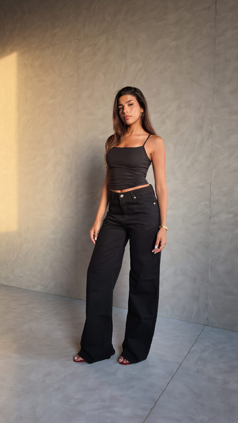 Baggy High-Waist Washed Black Jeans