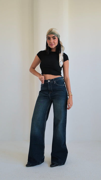 Baggy High-Waist Flex Waist Deep Vintage Green Jeans