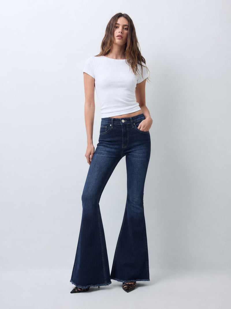 Extreme Flare Low-Waist Deep Indigo Blue Jeans Extreme Flare CIZARO - Cizaro Jeans